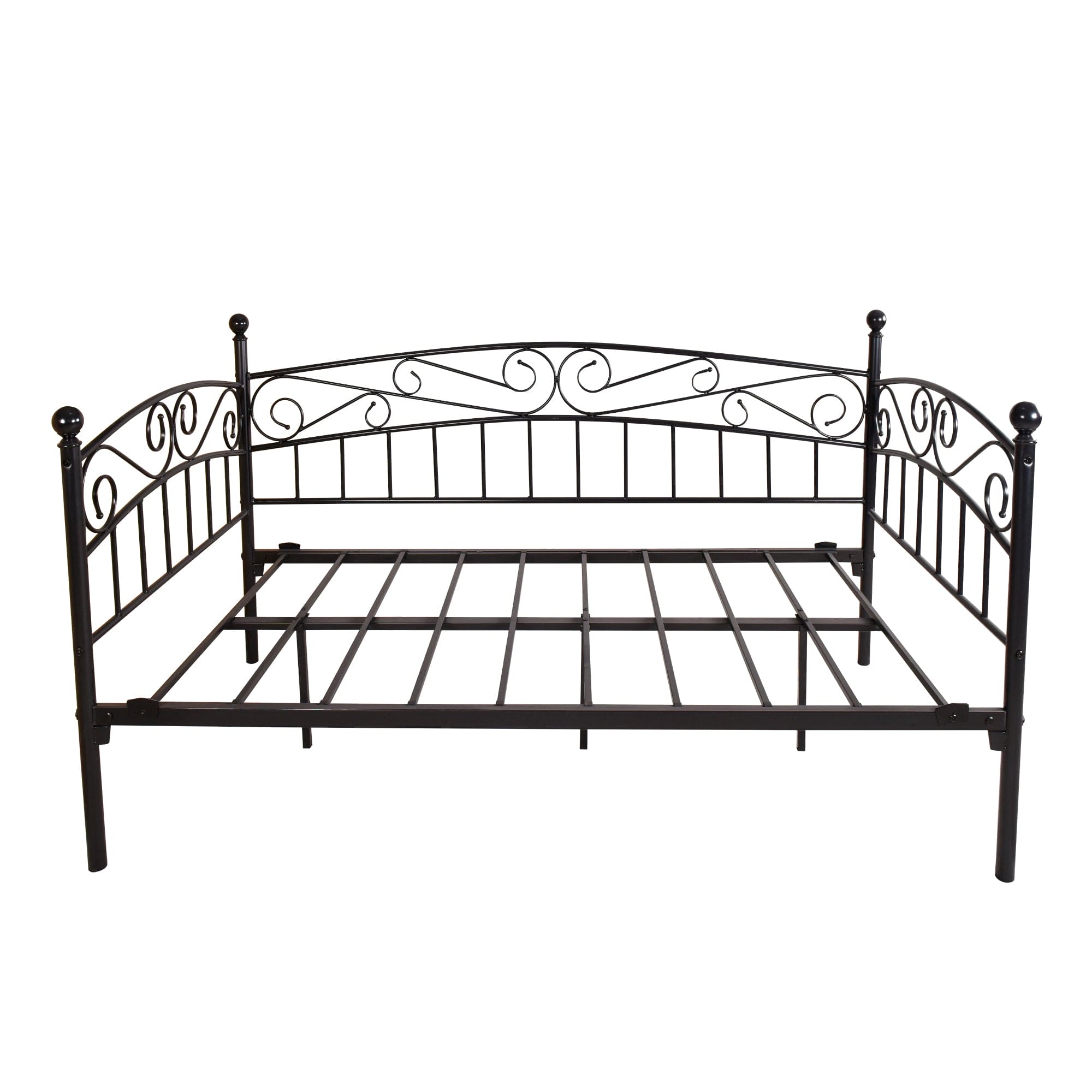 Metal Daybed Frame Multifunctional Mattress Foundation/Bed Sofa with Headboard, Twin, Black