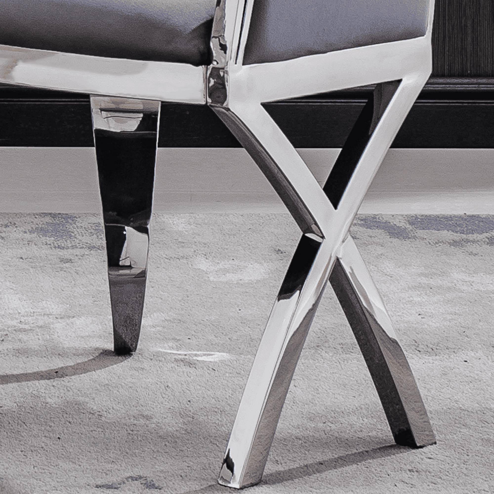 Velvet Unique Design Backrest Dining Chair with Stainless Steel Legs Set of 2