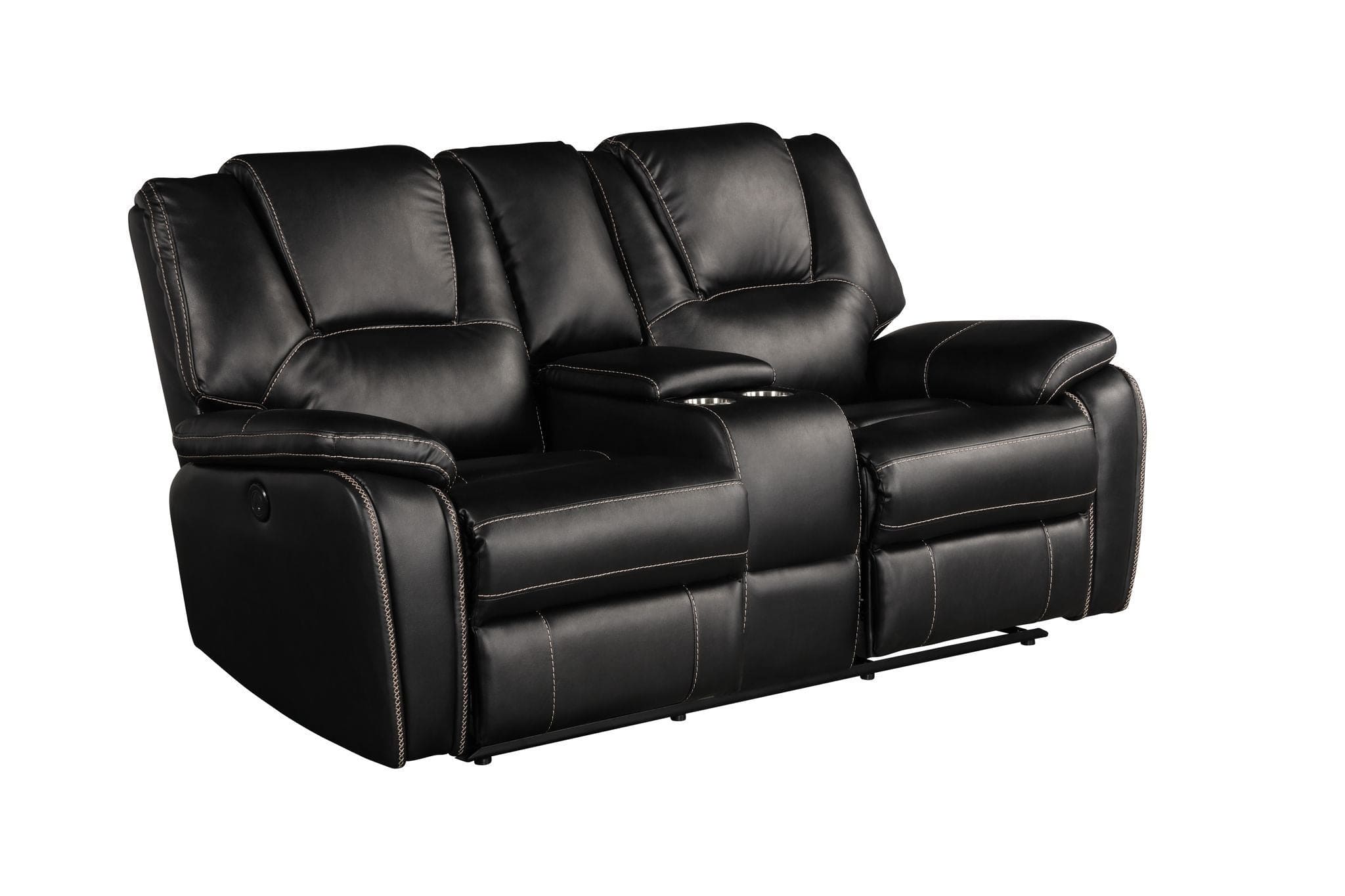 Hong Kong Power Reclining Loveseat made with Faux Leather in Black