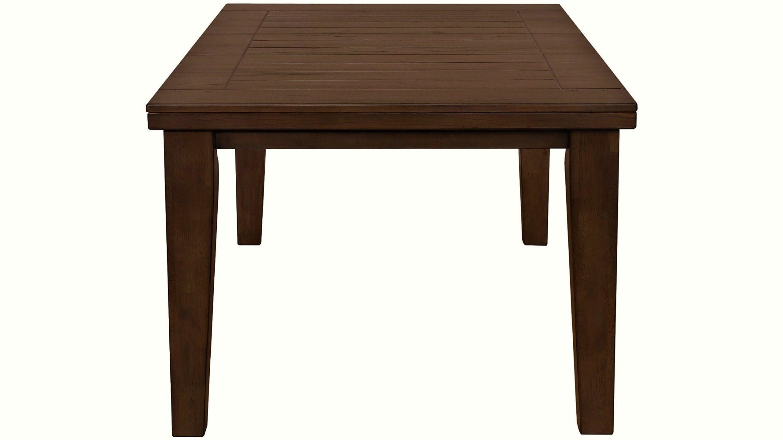 1pc Contemporary Style Dining Rectangular Table with18" Leaf Tapered Block Feet Brown Wood Finish Dining Room Solid Wood Wooden Furniture