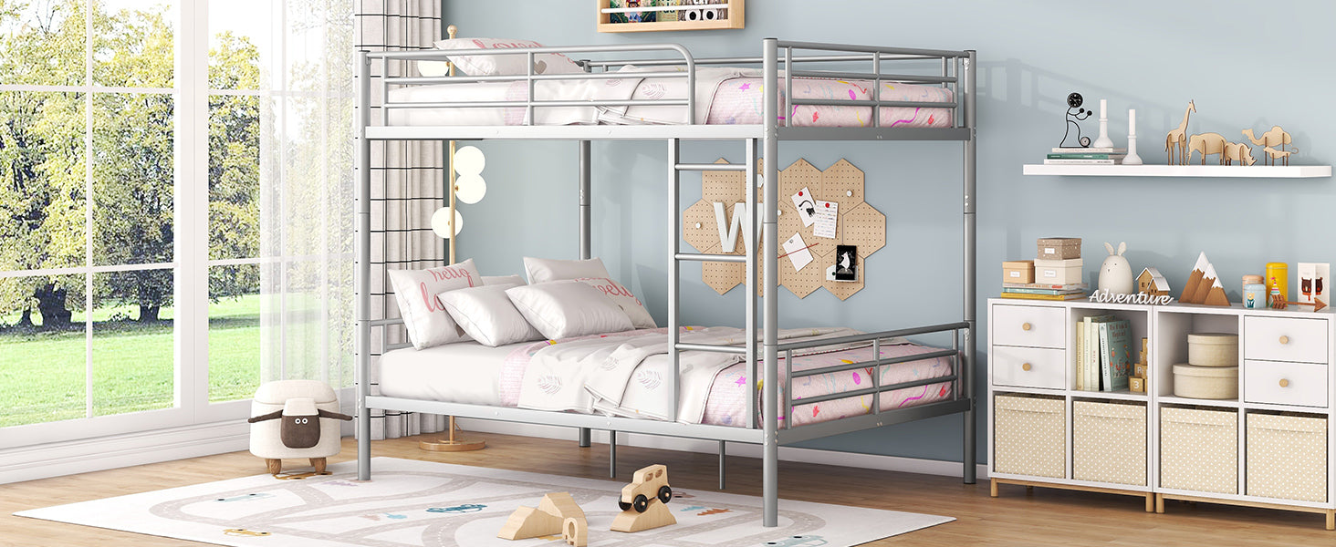 Full Over Full Metal Bunk Bed, Sliver