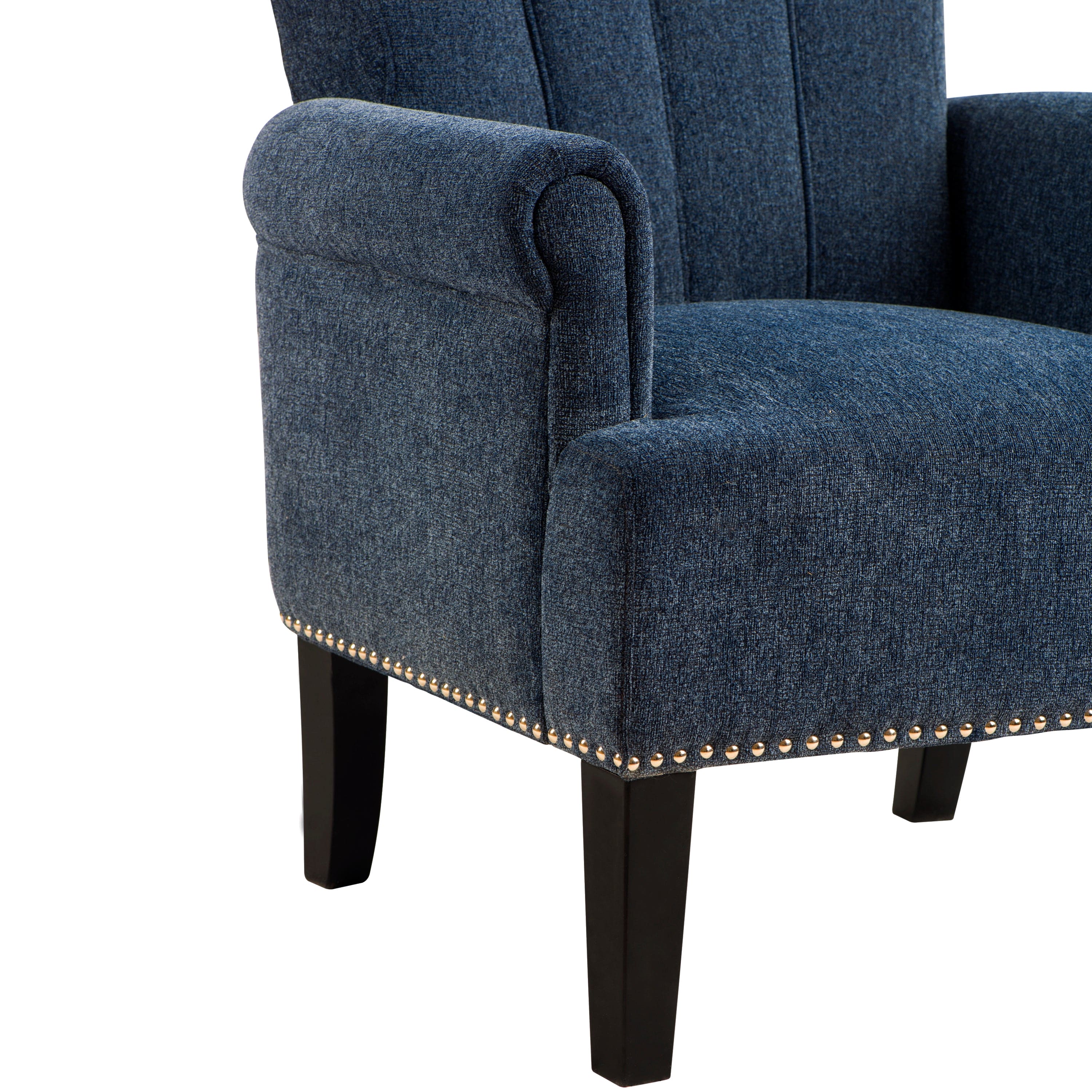 Accent Rivet Tufted Polyester Armchair ,Navy Blue