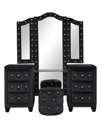 Hazel King 5 Pc Vanity Bedroom Set Made With Wood In Black Color