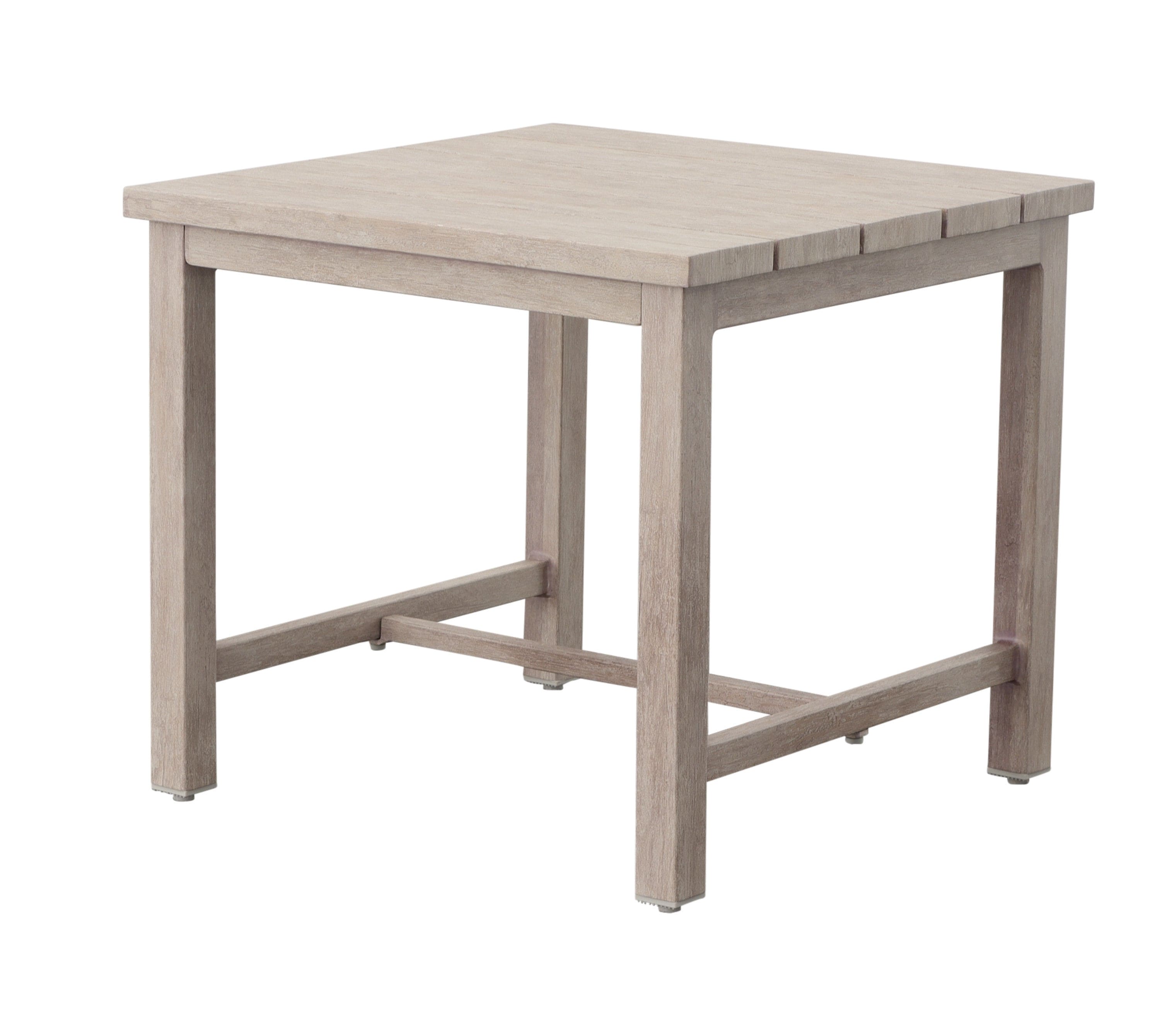 Durable Outdoor End Table - Solid Aluminum Construction, Whitewashed Birch Look - Natural Charm, Adjustable Levelers