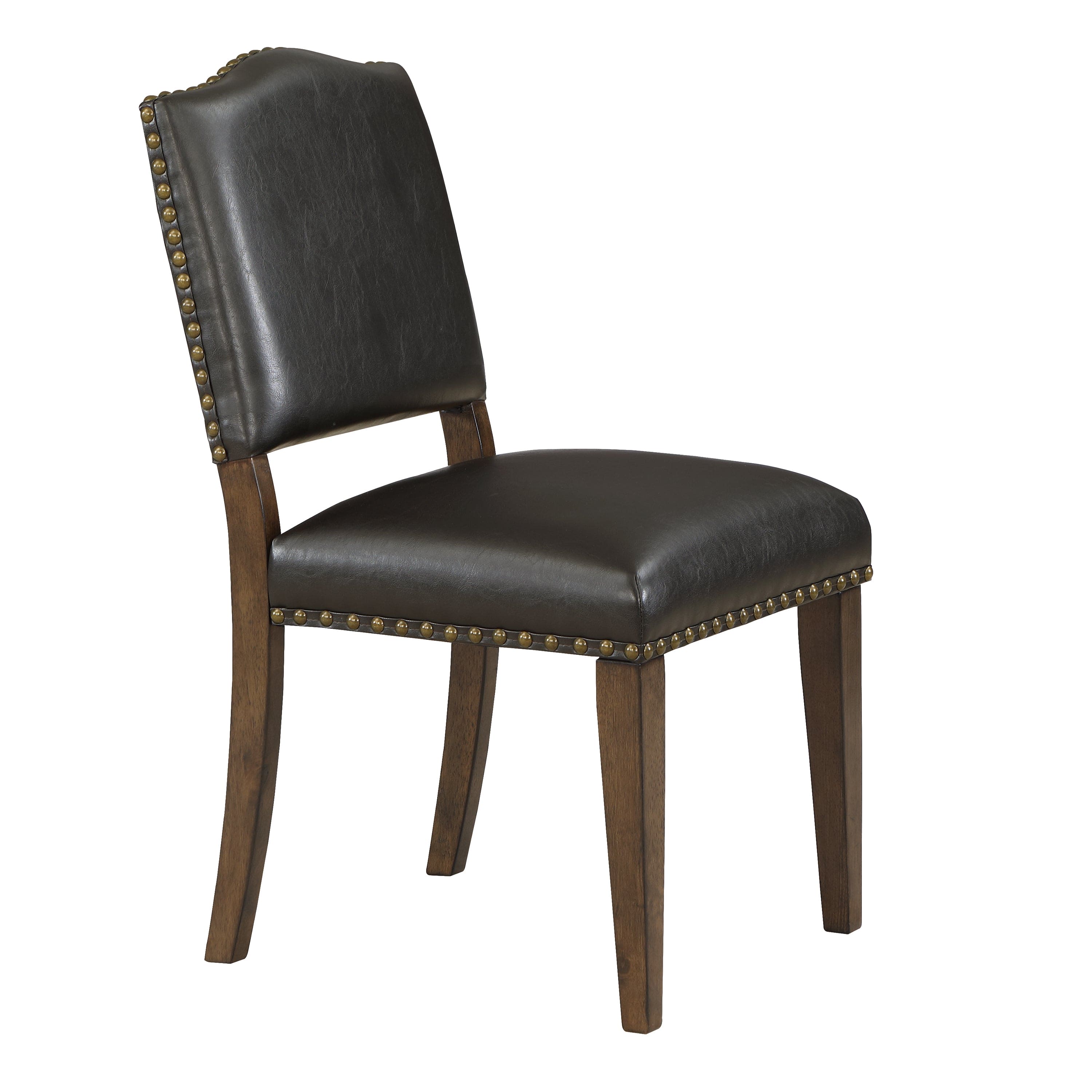 Dahlia Brown Faux Leather Dining Chair with Nail Heads - Set of 2