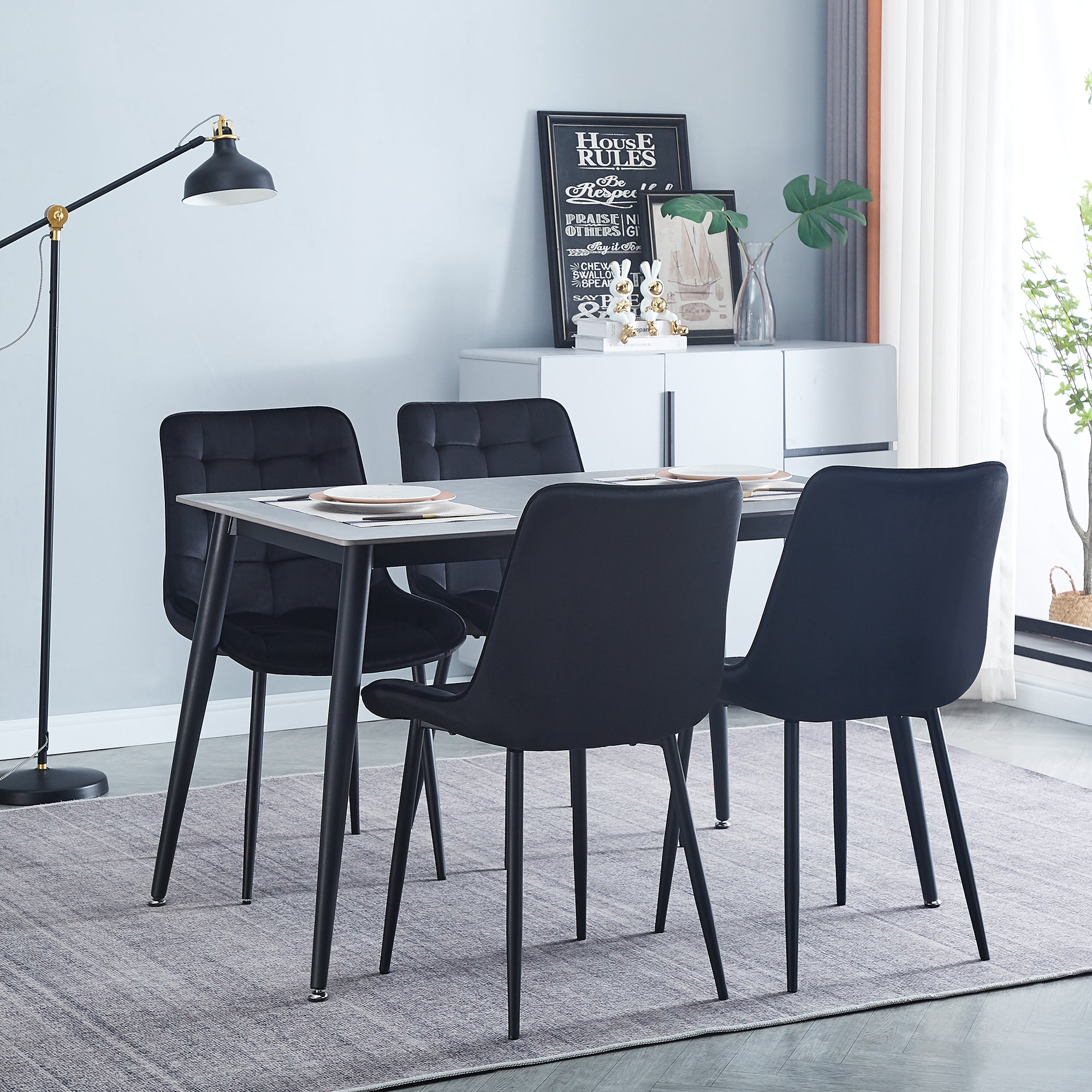 Dining Chair 2PCS（BLACK），Modern style，New technology，Suitable for restaurants, cafes, taverns, offices, living rooms, reception rooms.Simple structure, easy installation.