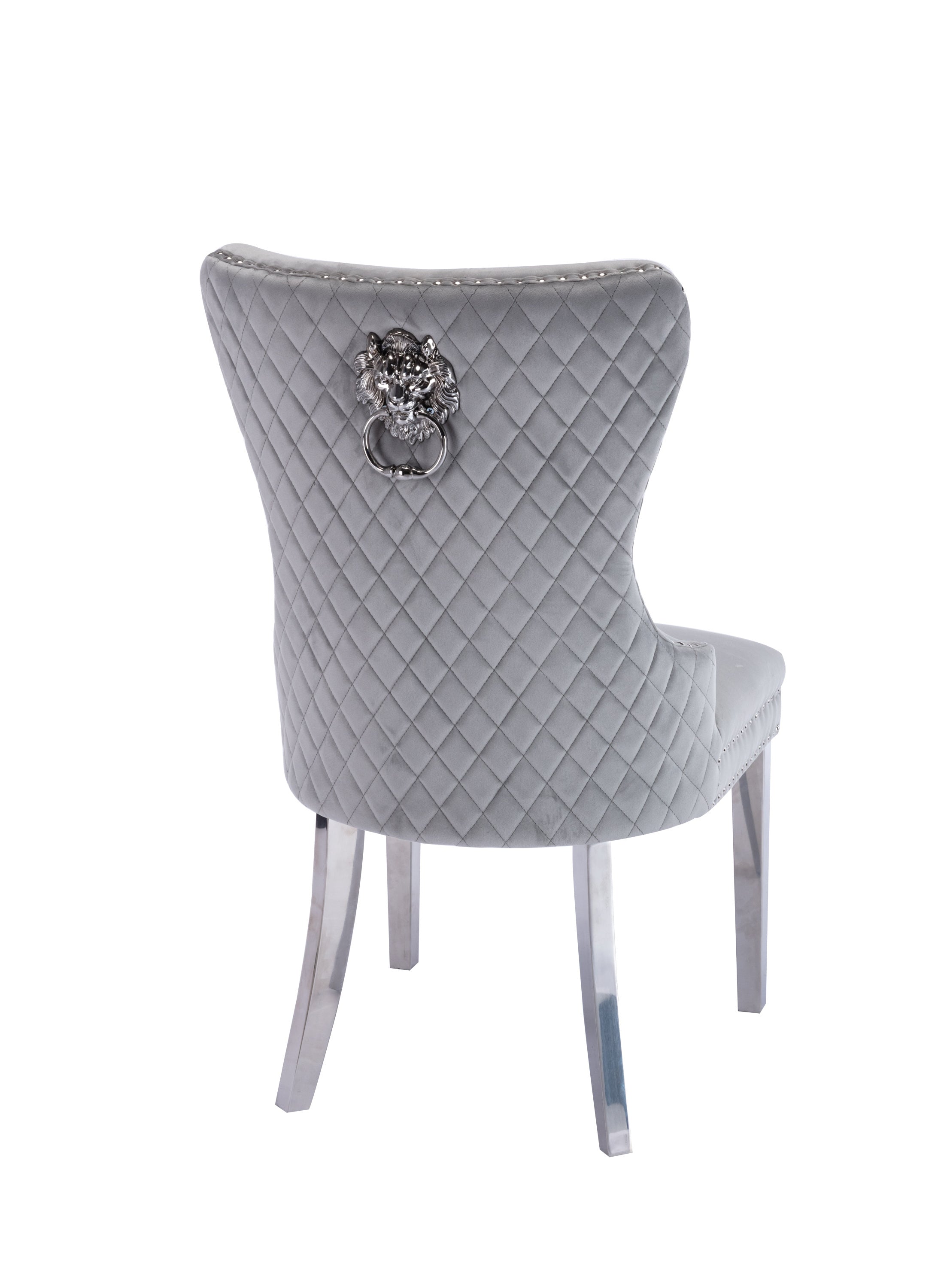 Simba Stainless Steel 2 Piece Chair Finish with Velvet Fabric in Light Gray