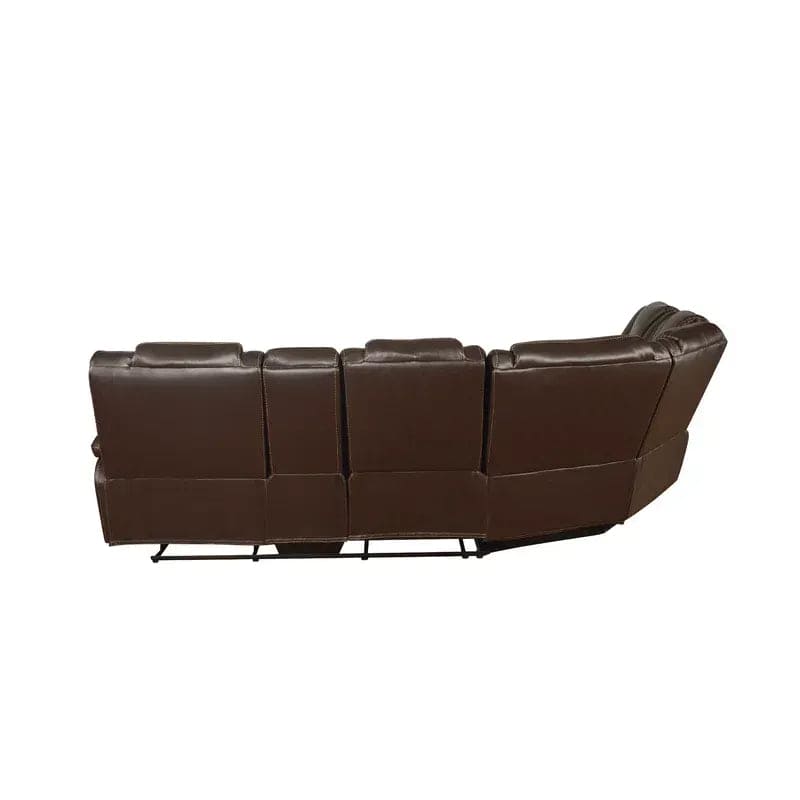 Hong Kong Power Reclining Sectional made with Faux Leather in Brown