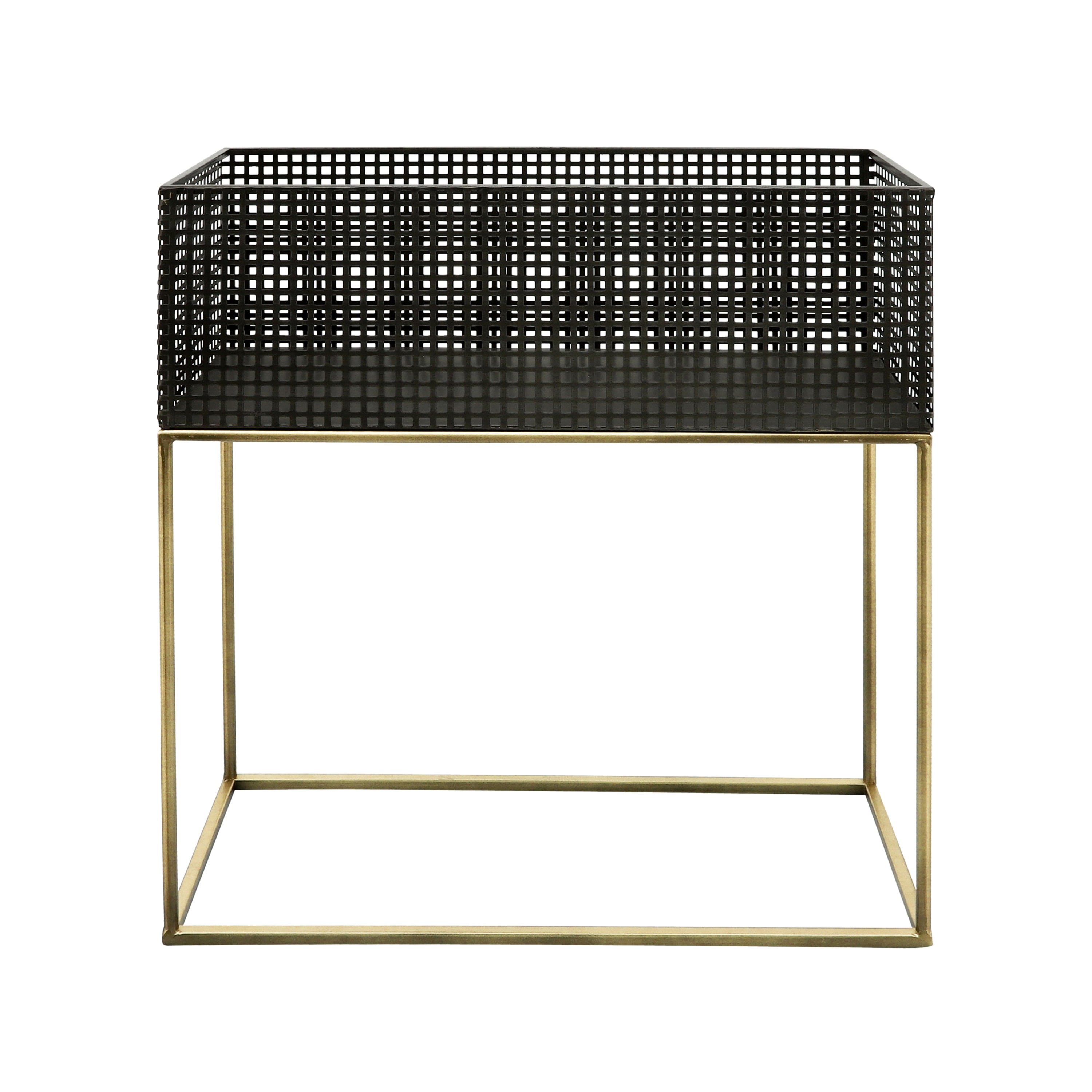 METAL, S/2 20/24" SQUARE PLANTERS, BLACK/GOLD