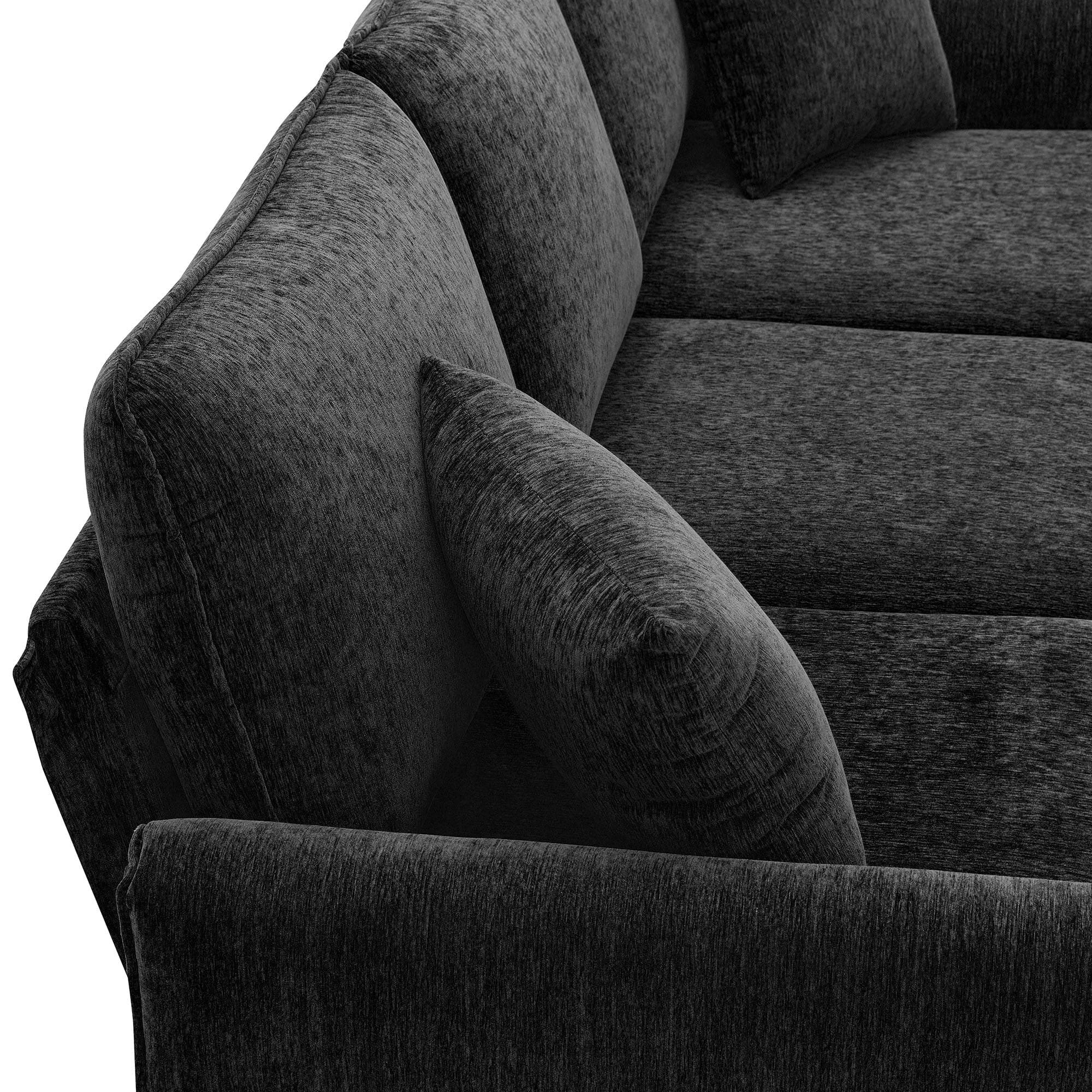 [VIDEO provided] [New]84 " Convertible Sectional Sofa, Modern Chenille L-Shaped Sofa Couch with Reversible Chaise Lounge, Fit for Living Room, Apartment(2 Pillows)