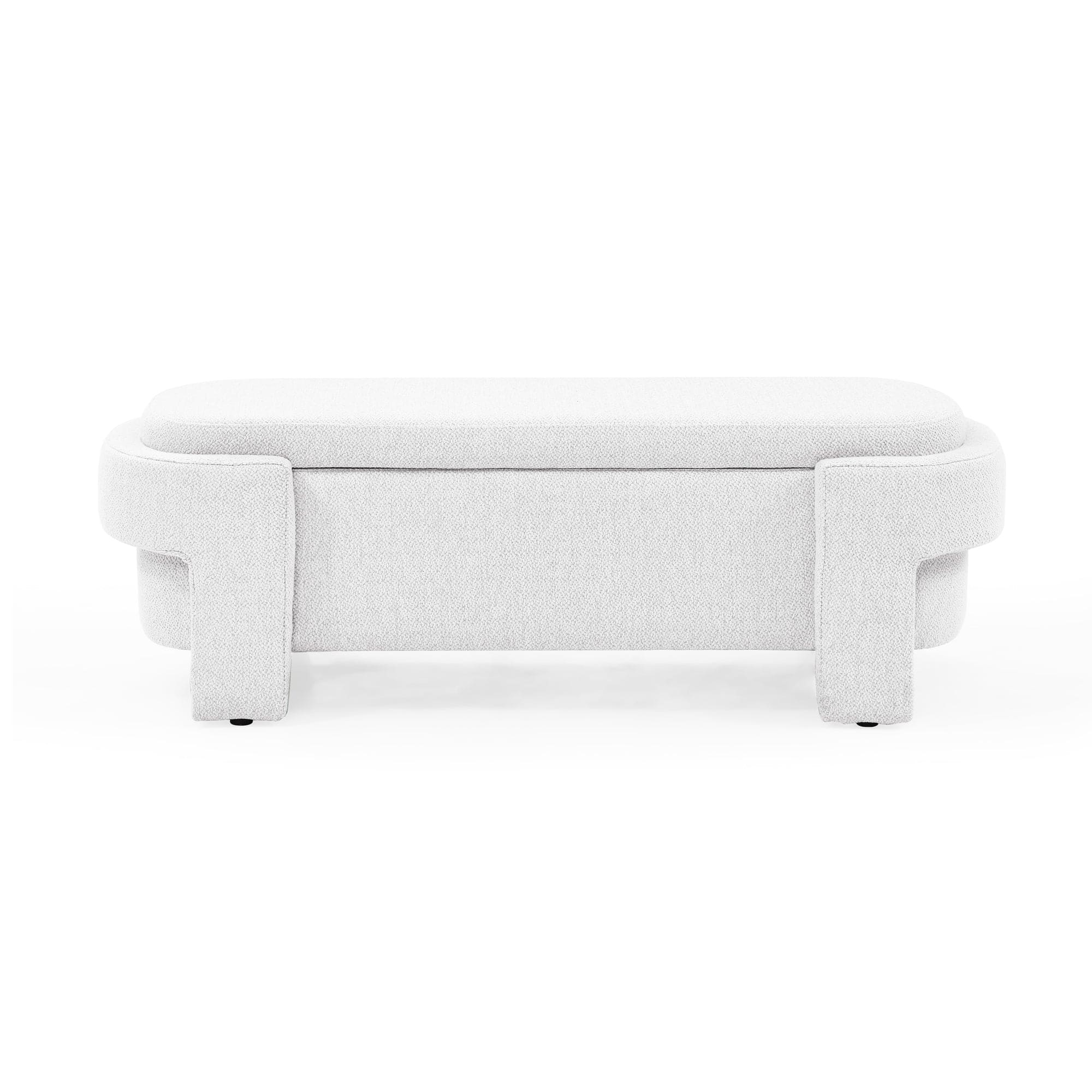 Linen Fabric Upholstered Bench with Large Storage Space for the Living Room, Entryway and Bedroom,White,( 51.5''x20.5''x17'' )