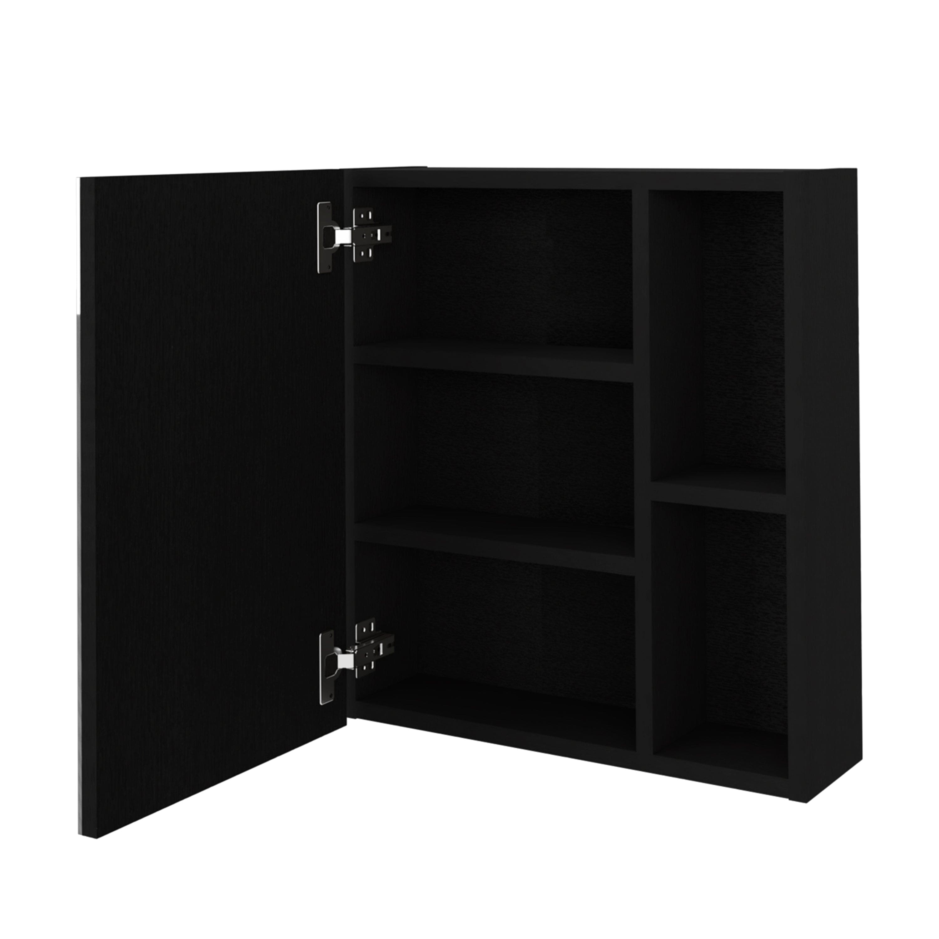 Medicine Cabinet Mirror Clifton, Five Internal Shelves, Black Wengue Finish