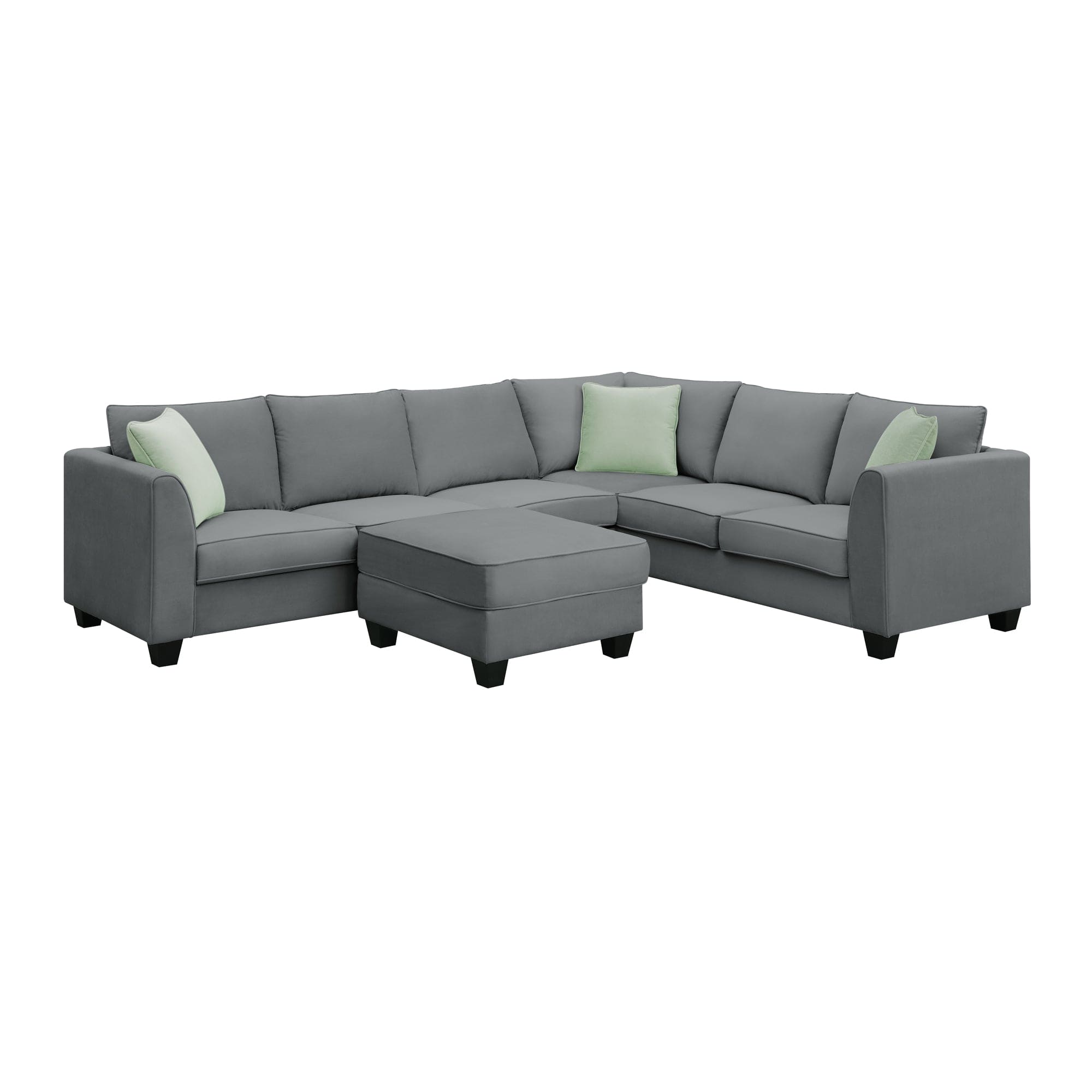 [VIDEO provided] 112*87" Sectional Sofa Couches Living Room Sets, 7 Seats Modular Sectional Sofa with Ottoman, L Shape Fabric Sofa Corner Couch Set with 3 Pillows, Grey(New of GS008210AAG)