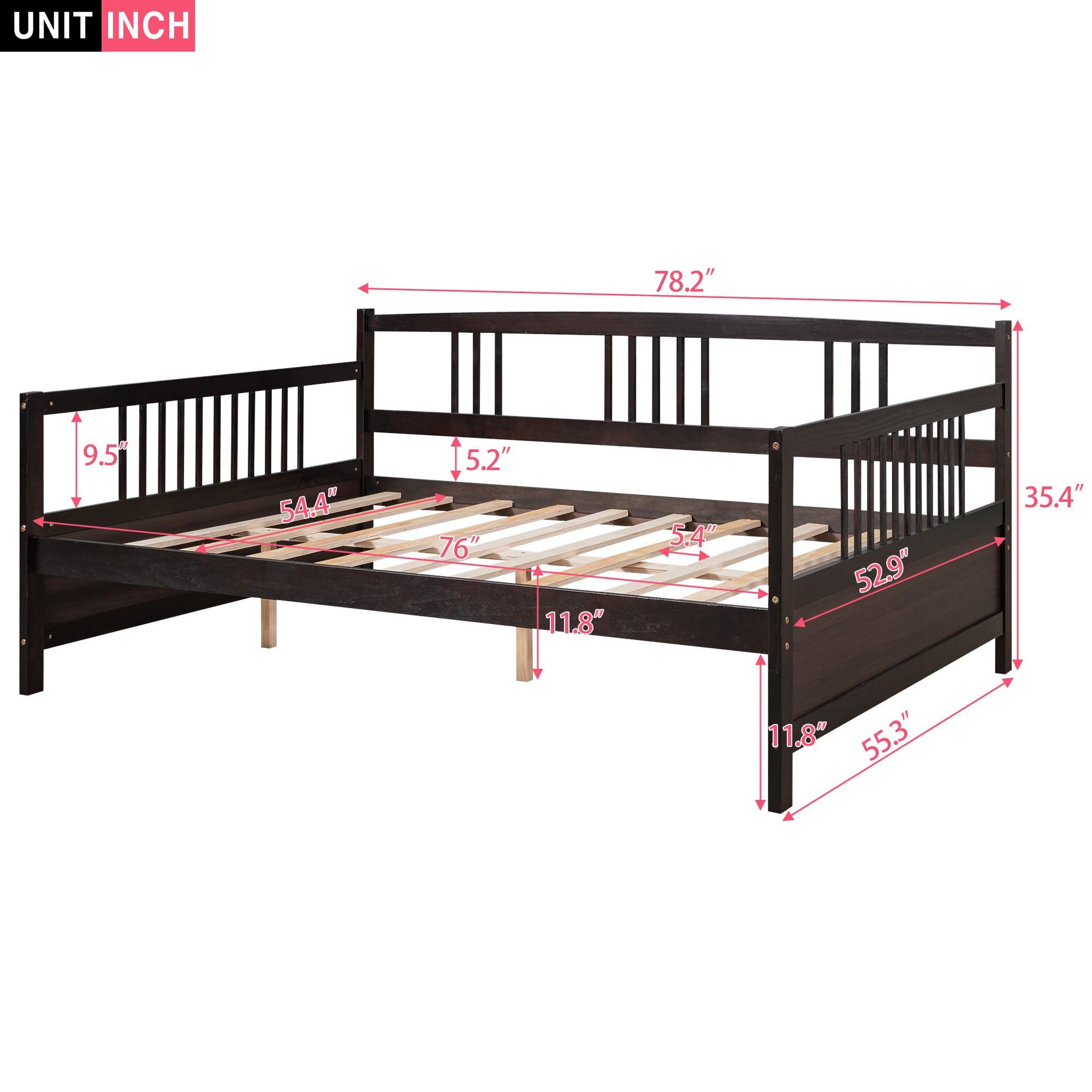 Full Size Daybed with Support Legs, Espresso ( OLD SKU: WF191900AAP)