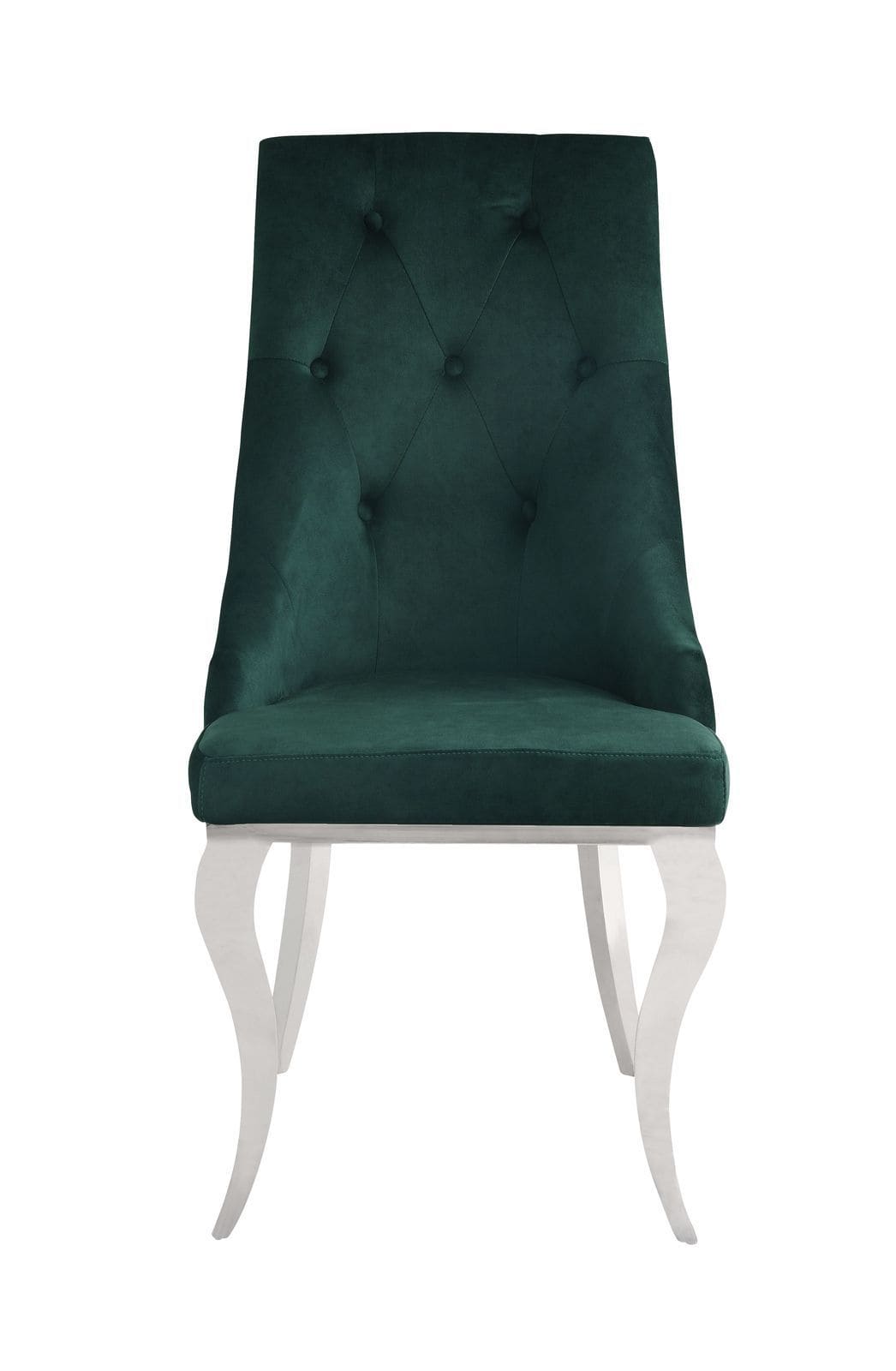 ACME Dekel Side Chair (Set-2), Green Fabric & Stainless Steel 70142