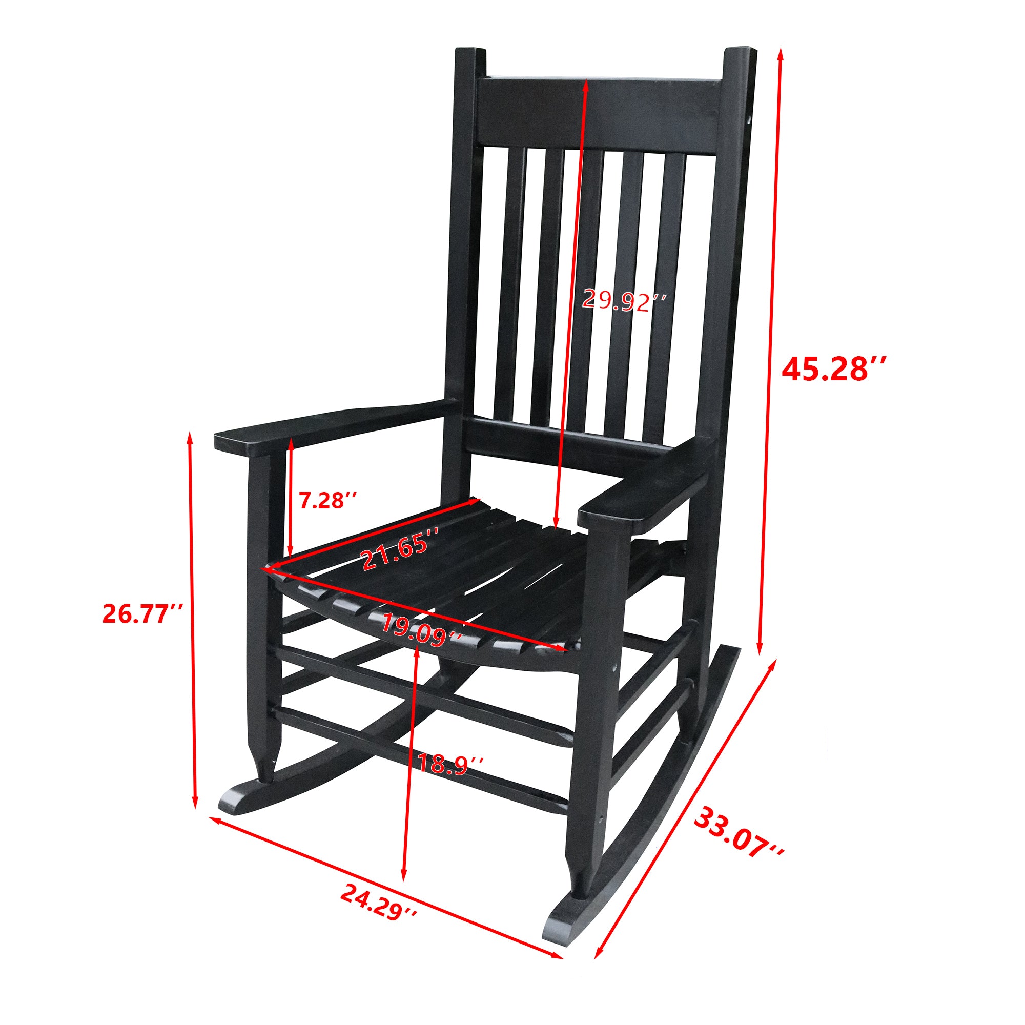 wooden porch rocker chair  Black