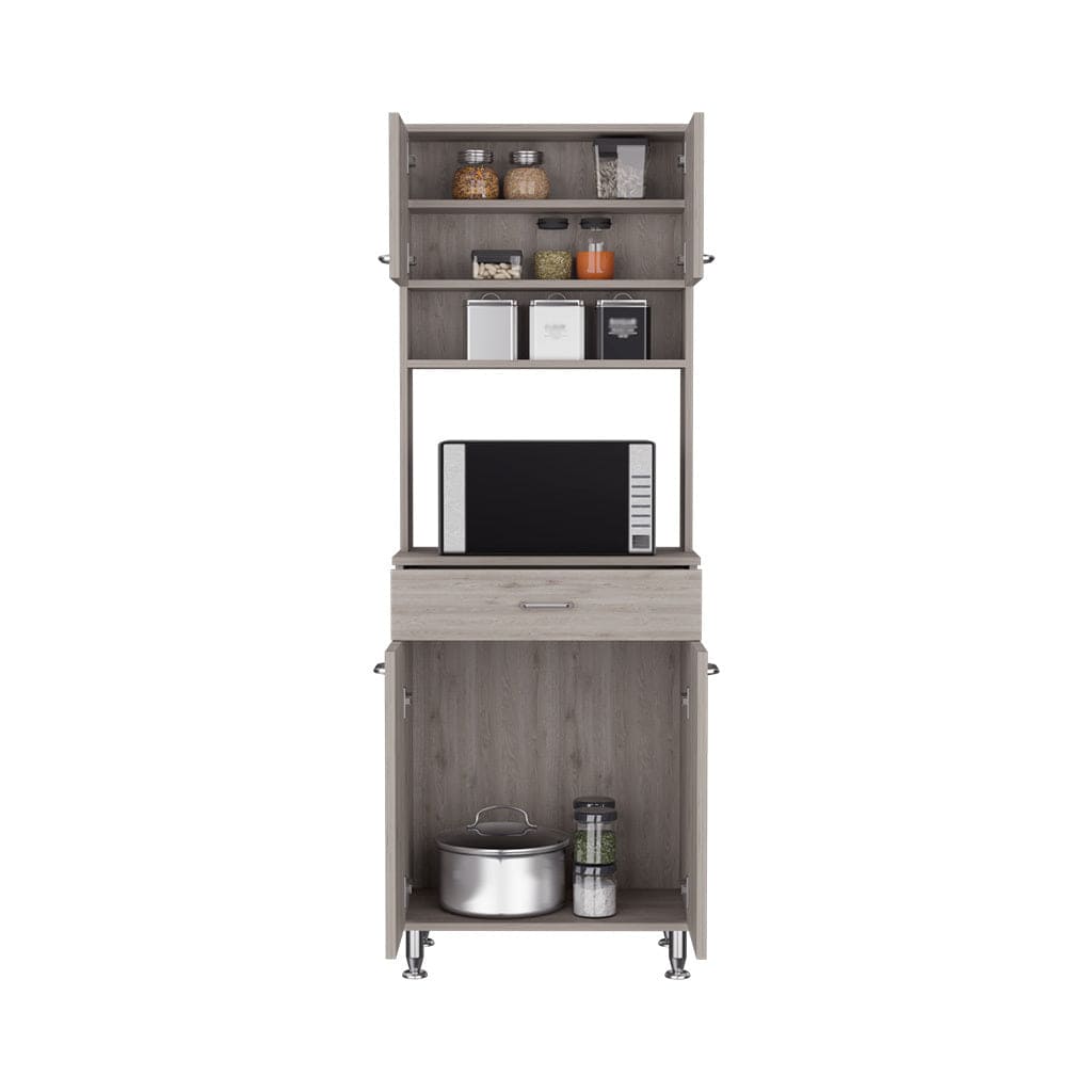 Pantry Piacenza,Two Double Door Cabinet, Light Gray Finish