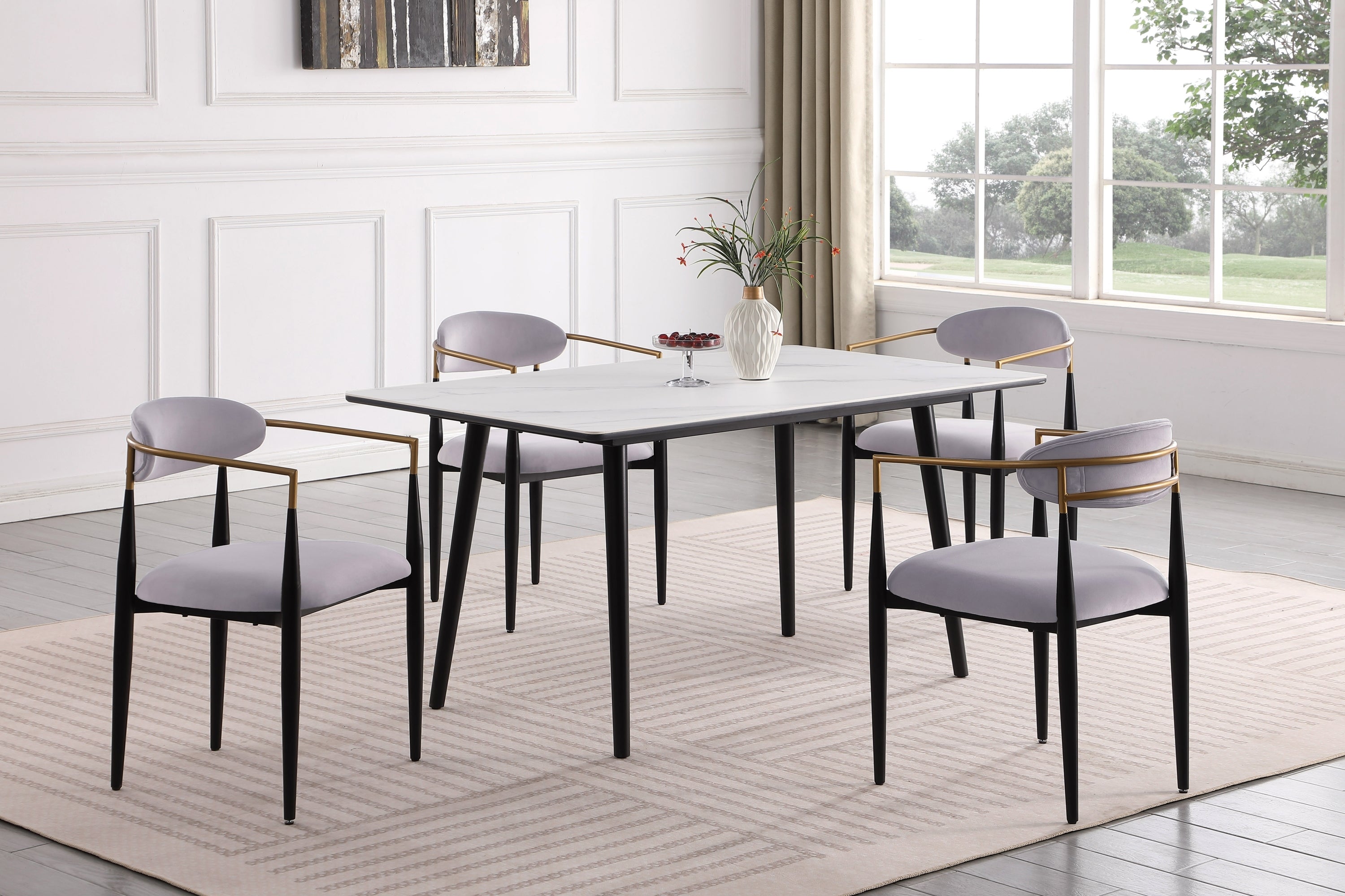 Modern Contemporary Dining Table 1pc White Sintered Stone Table Stylish Dining Furniture