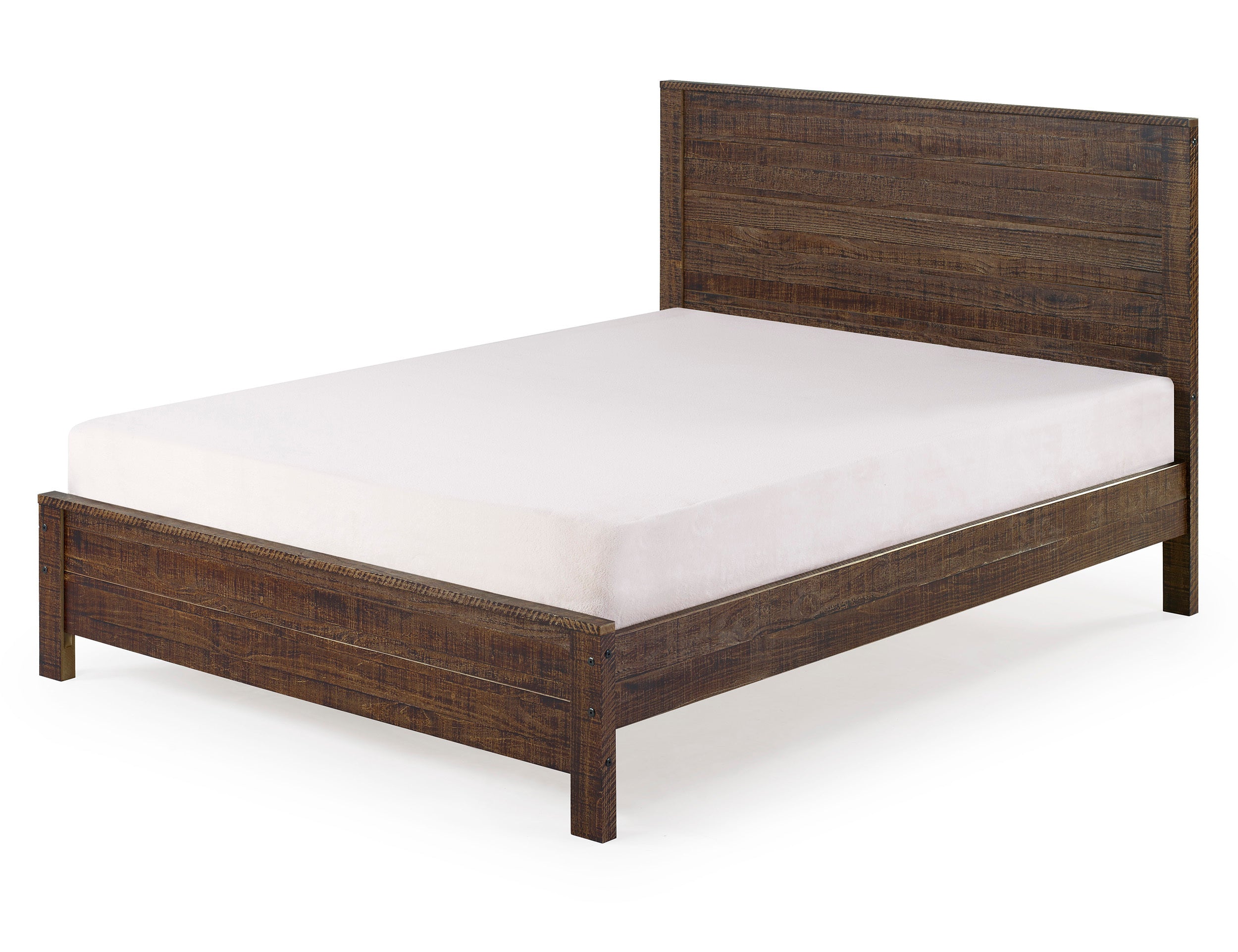 Yes4wood Albany Solid Wood Espresso Bed, Modern Rustic Wooden Full Size Bed Frames Box Spring Needed