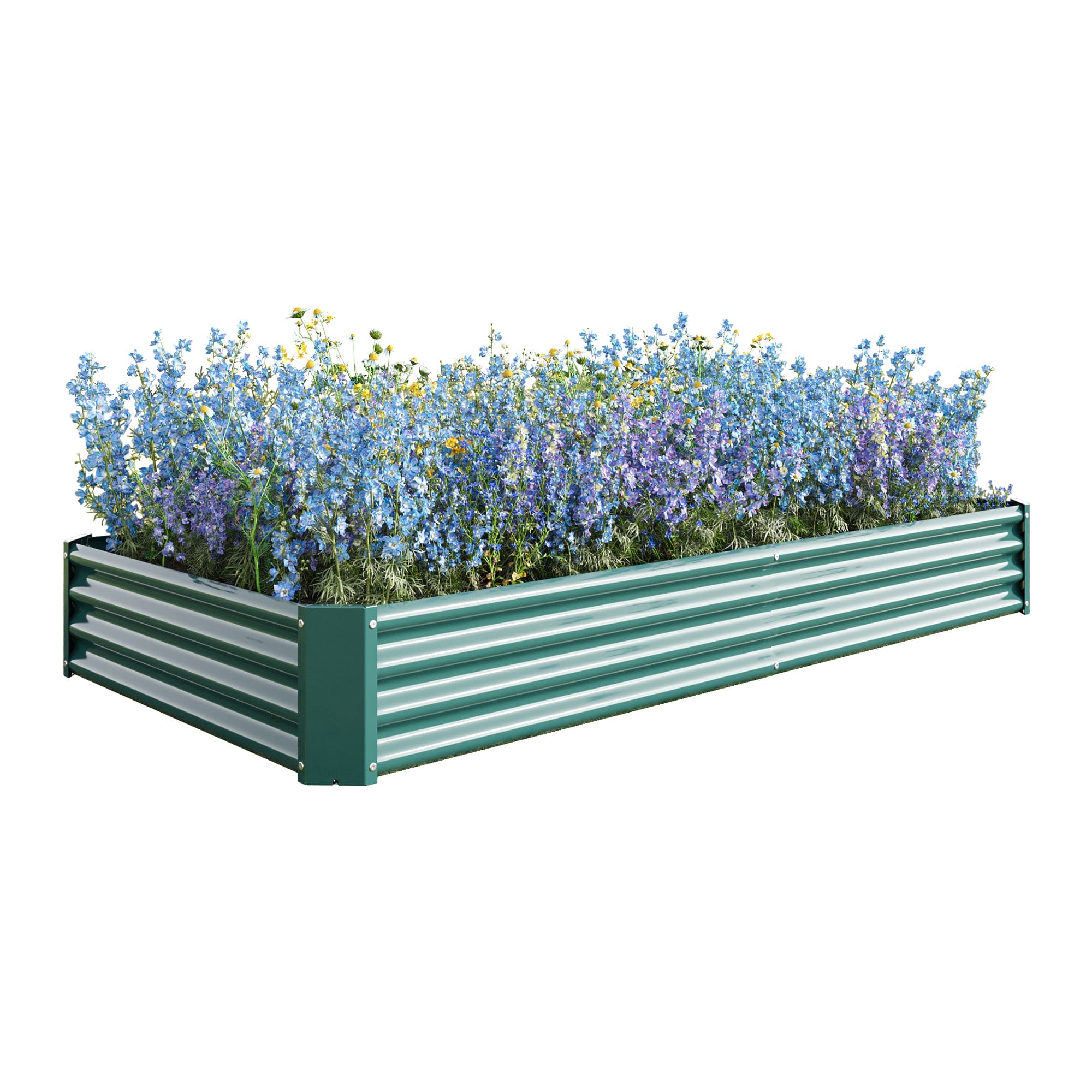 Raised Garden Bed Kit - Metal Raised Bed Garden 7.6x3.7x0.98ft for Flower Planters, Vegetables Herb Green