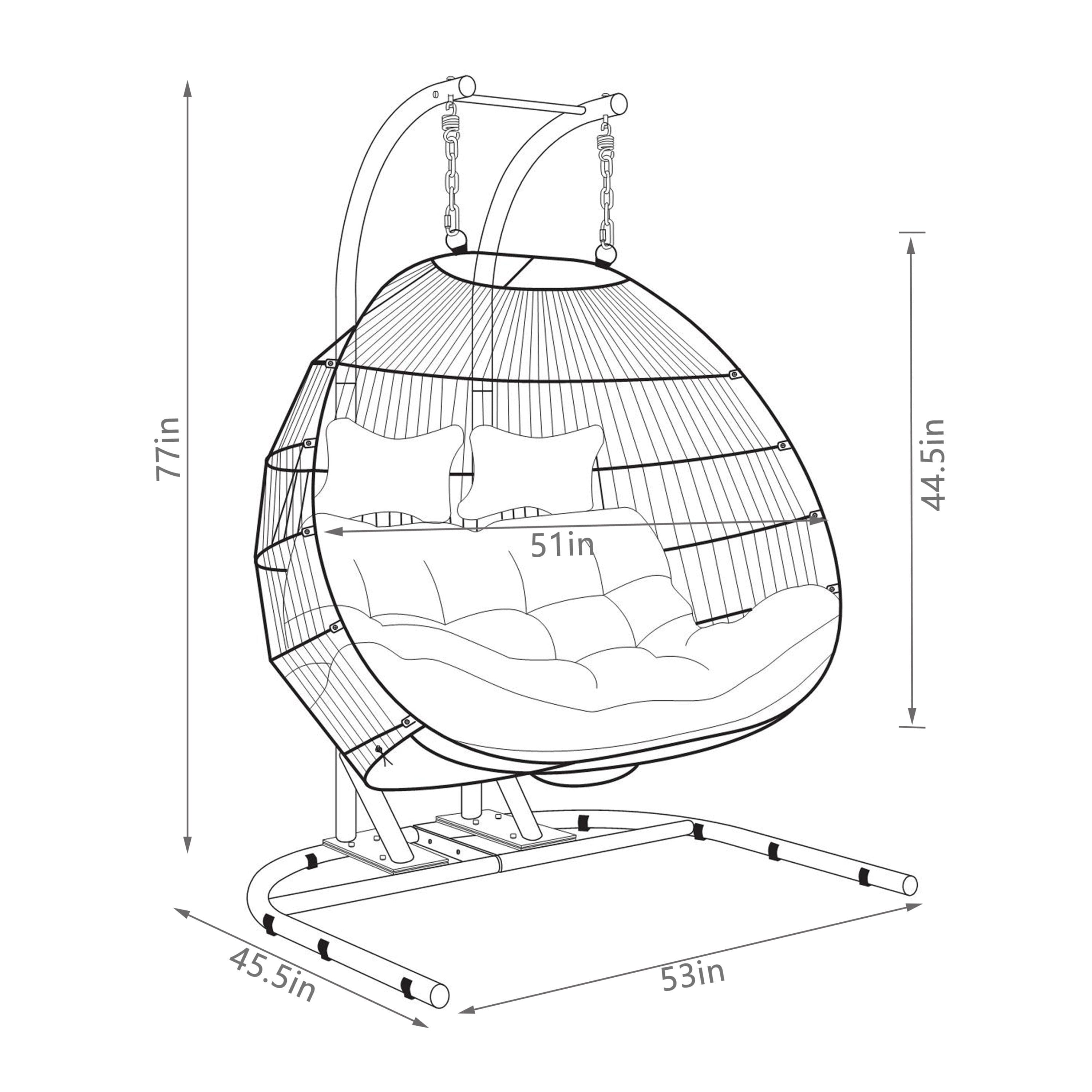 FOLDING DOUBLE SWING CHAIR w/CUSHION