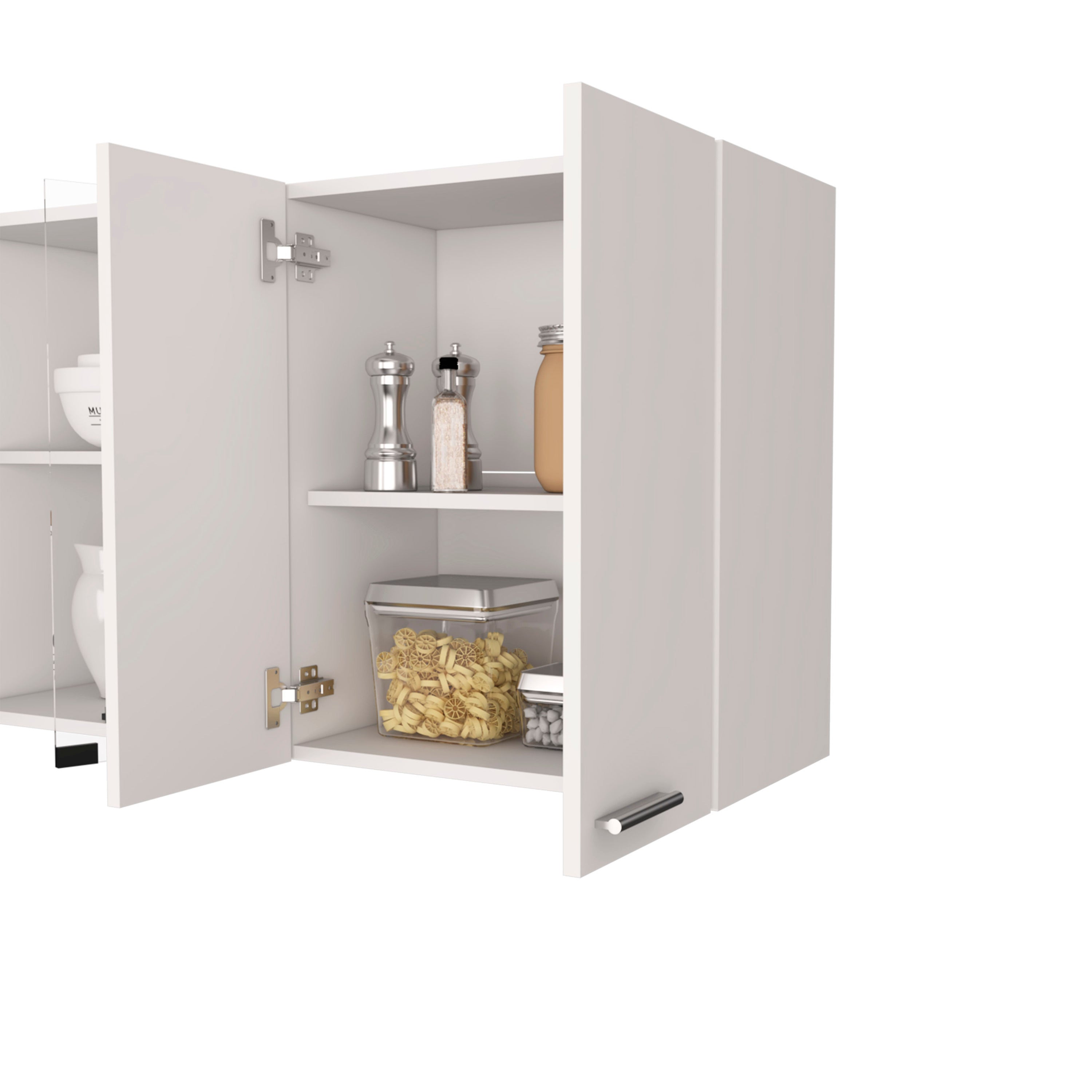 Superior Wall Cabinet Peoria, Four Interior Shelves, White Finish