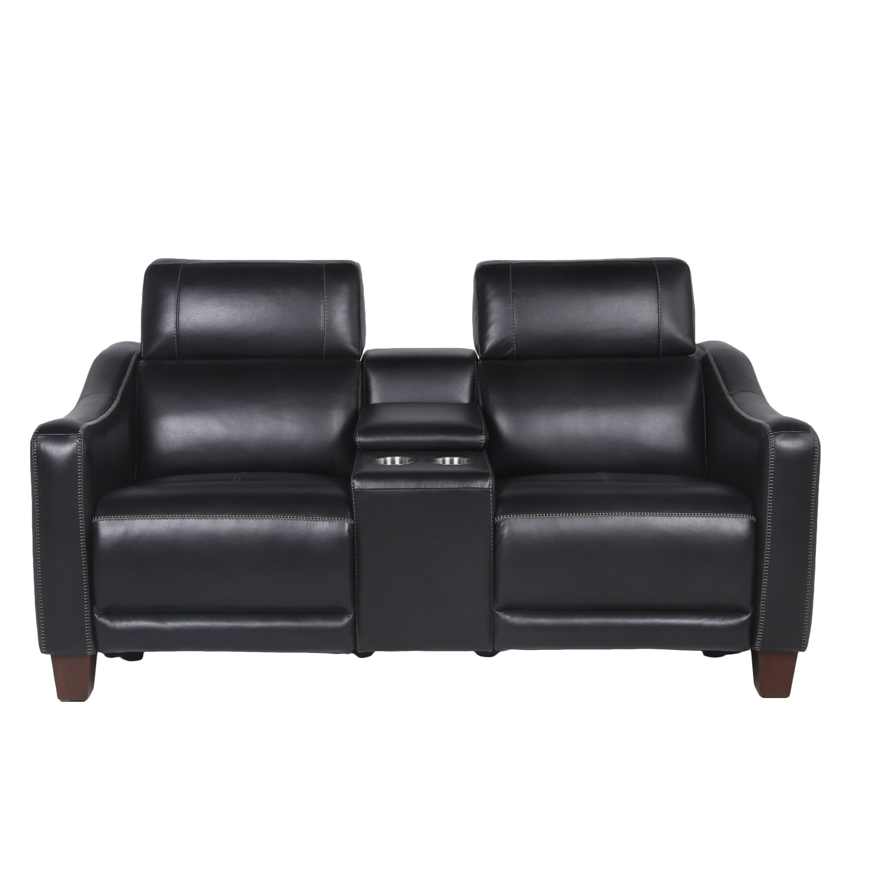 Transitional Dual-Power Leather Loveseat - Reclining Seats, Top Grain Leather, High-Leg Design - Compact and Comfortable