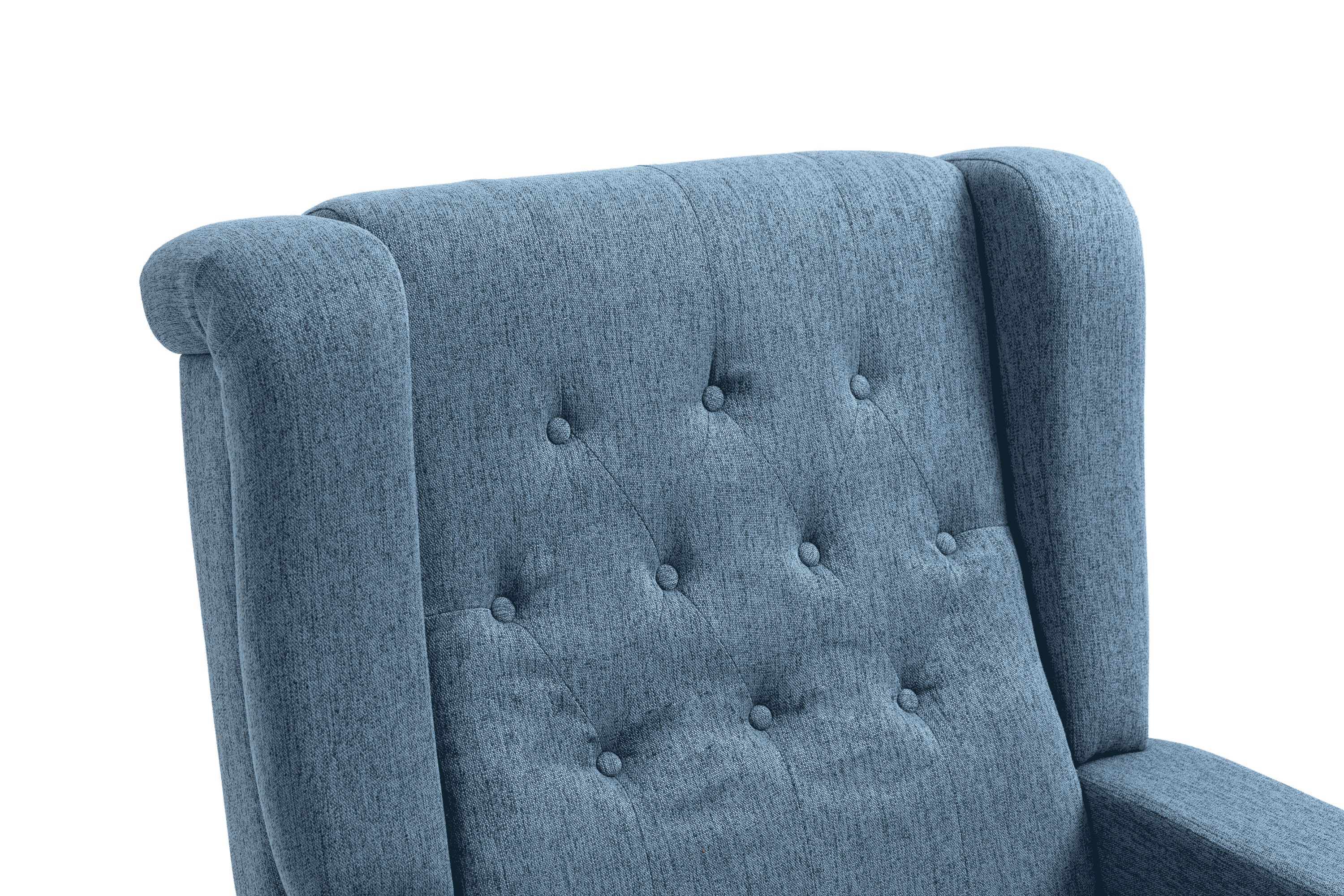 Arm Pushing Recliner Chair, Modern Button Tufted Wingback Push Back Recliner Chair, Living Room Chair Fabric Pushback Manual Single Reclining Sofa Home Theater Seating for Bedroom,Navy Blue