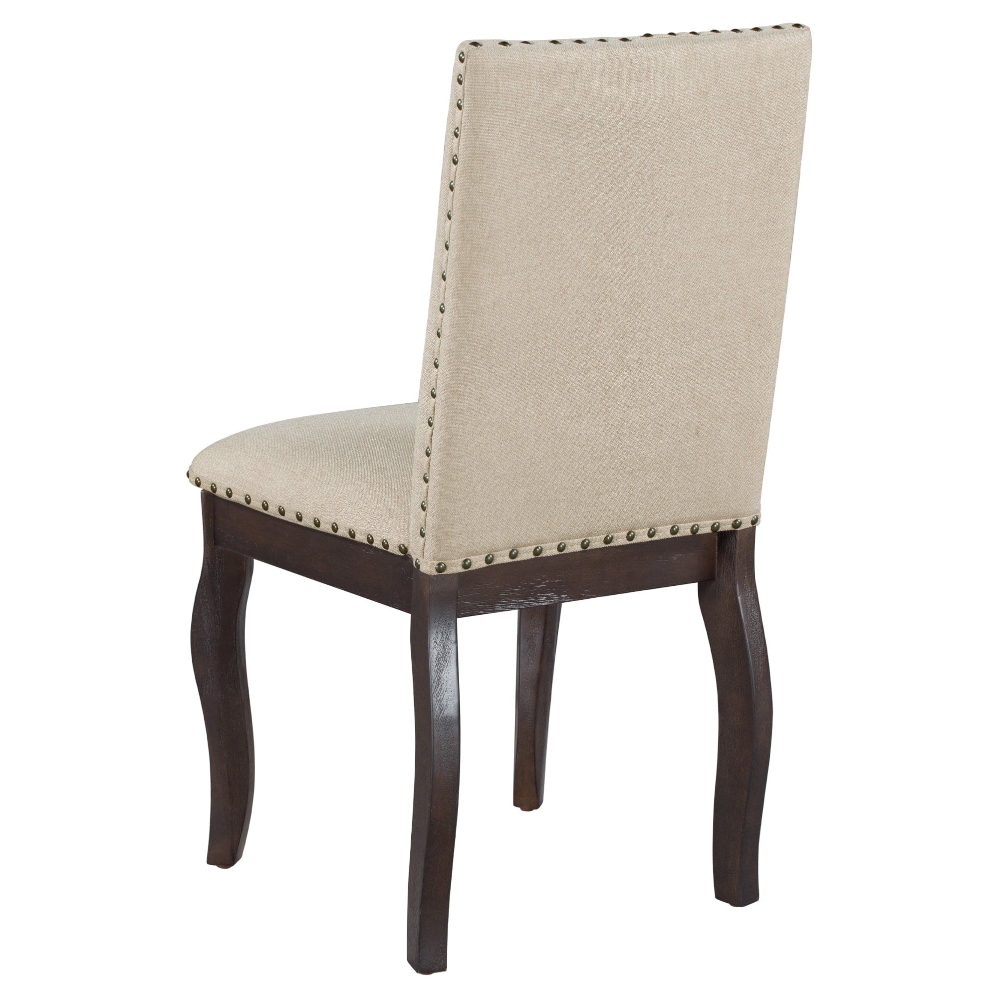 TREXM Set of 4 Dining chairs Wood Upholstered Fabirc Dining Room Chairs with Nailhead (Espresso)