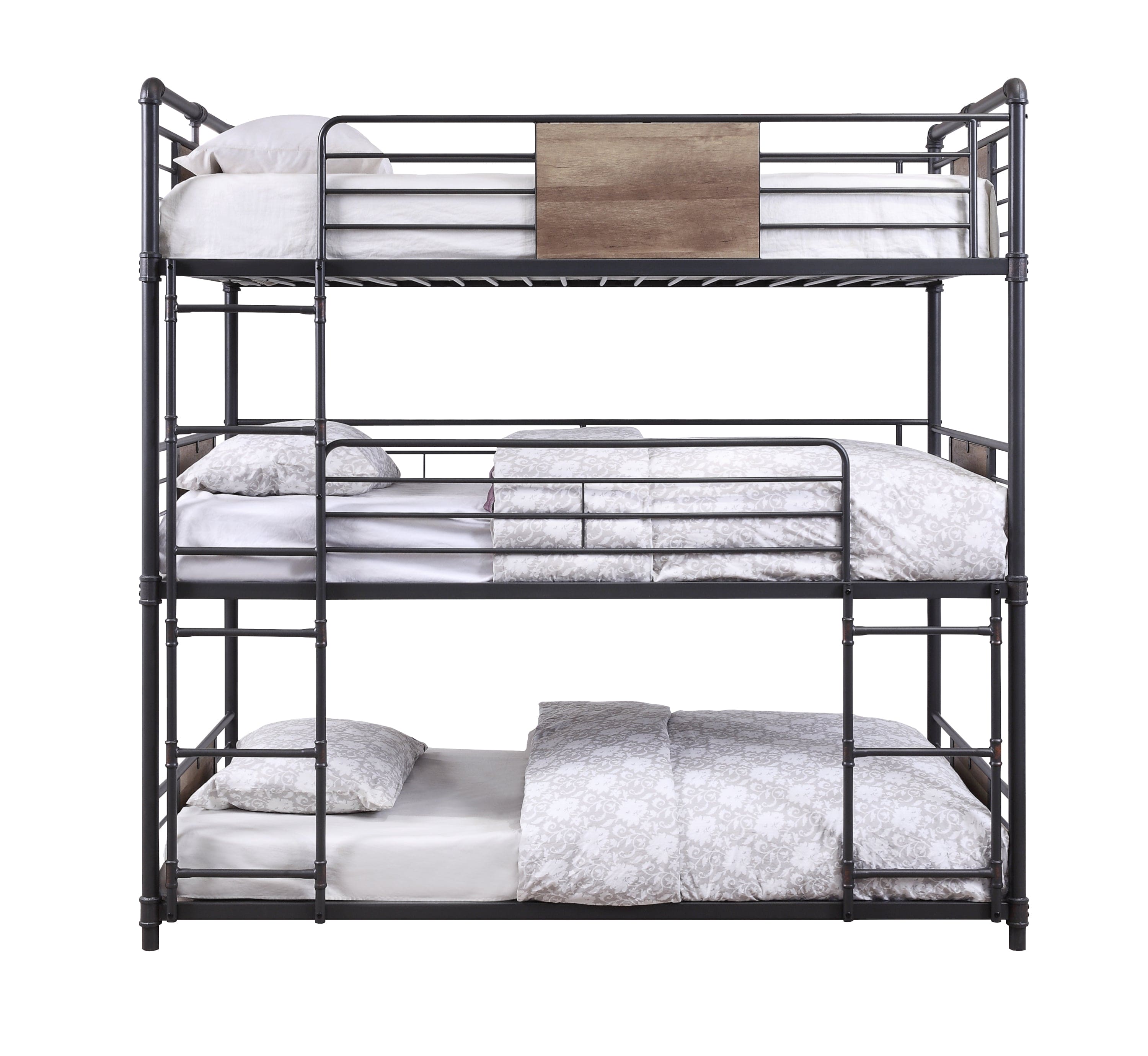 ACME Brantley Bunk Bed - Triple Twin in Sandy Black & Dark Bronze Hand-Brushed 37820