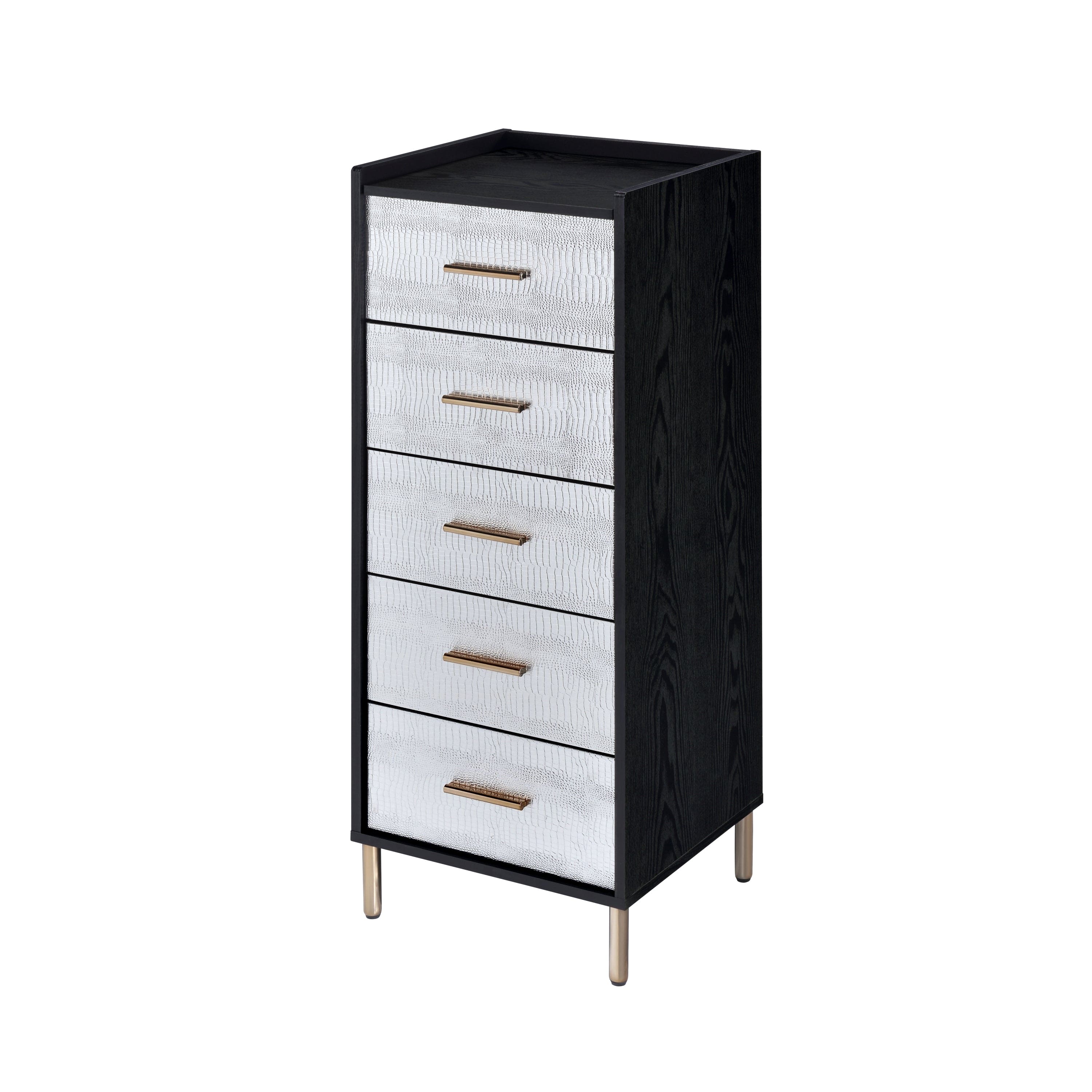 ACME Myles Jewelry Armoire, Black, Silver & Gold Finish AC01167