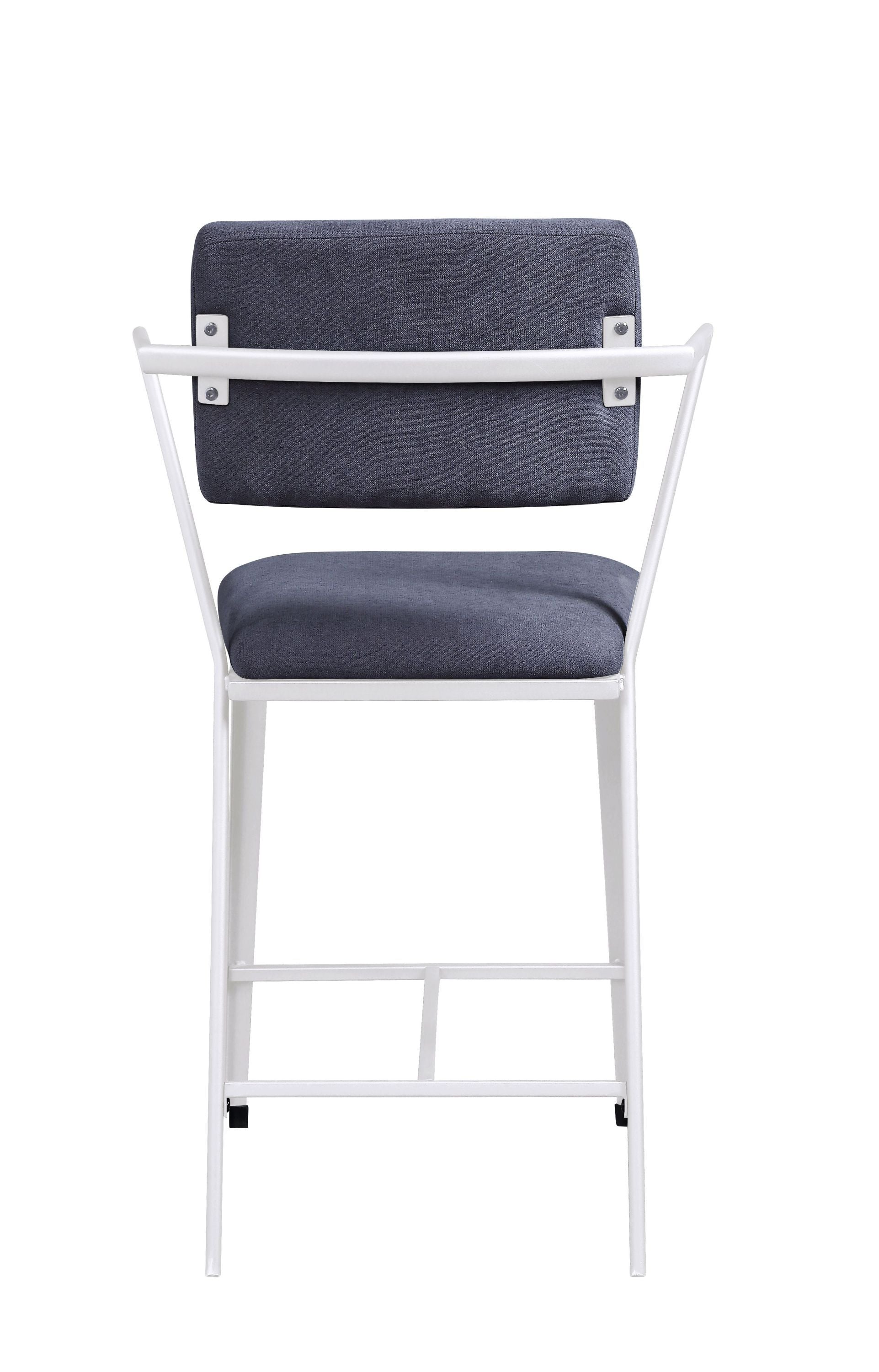 ACME Cargo Counter Height Chair (Set-2), Gray Fabric & White (2Pc/1Ctn) 77887