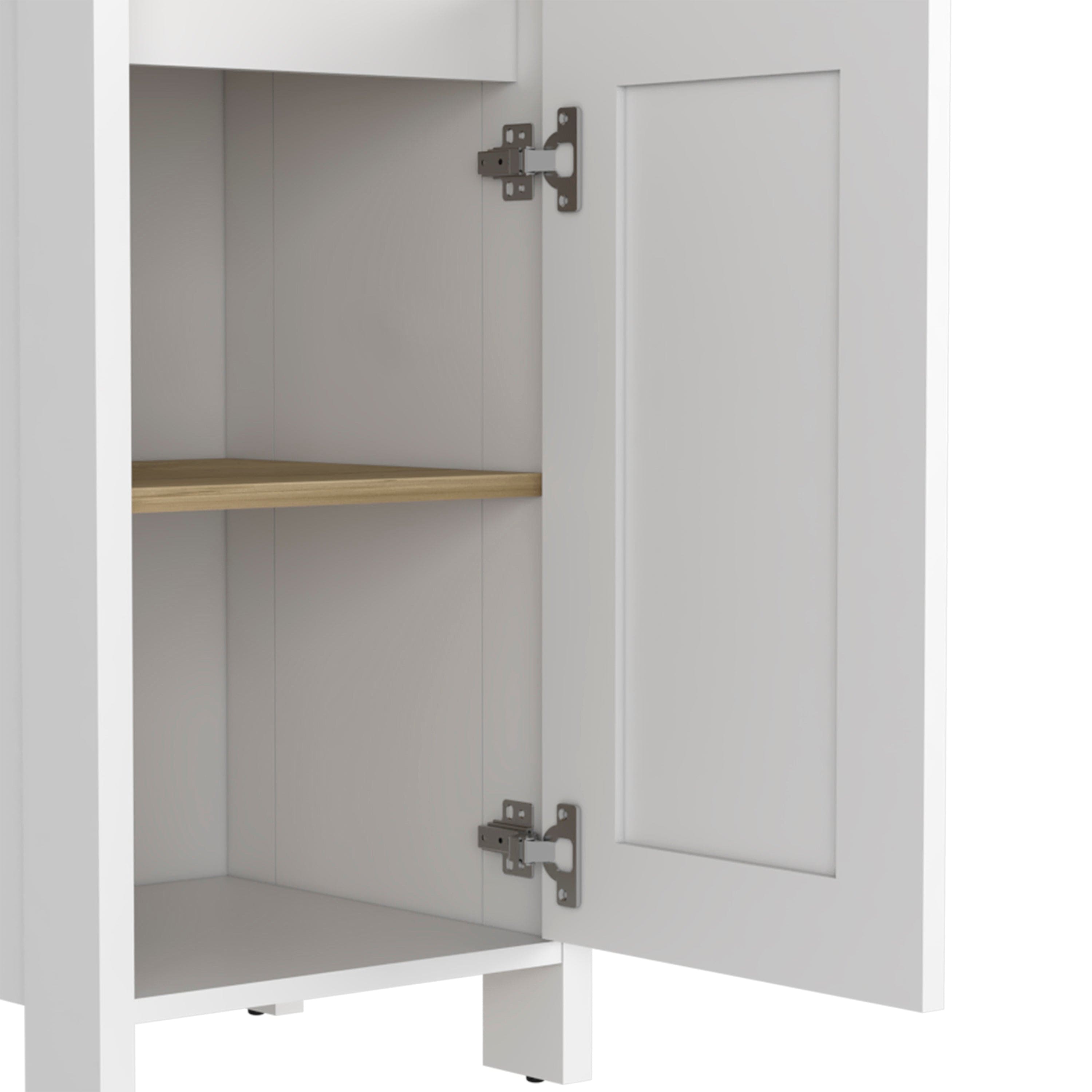 Linen Cabinet Jannes, Two Open Shelves, Single Door, Light Oak / White Finish