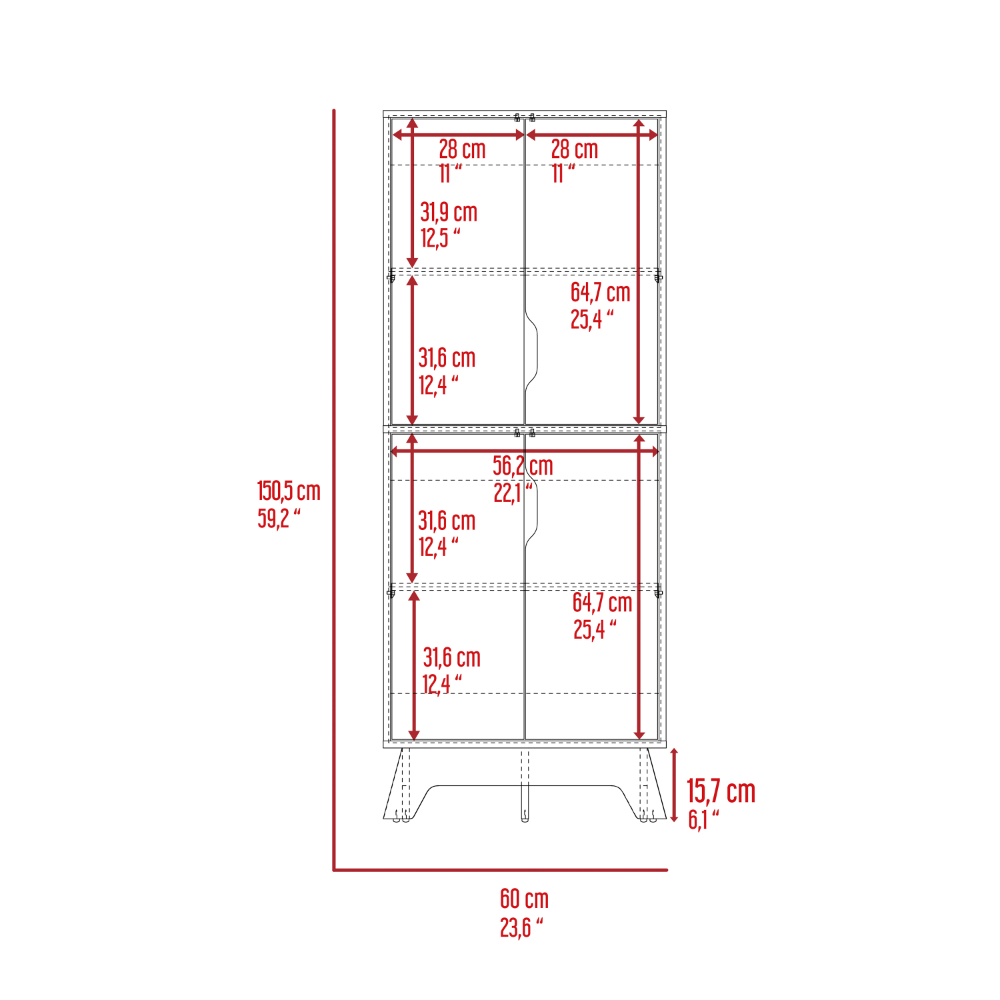 DEPOT E-SHOP Dahoon Double Kitchen Pantry Double Kitchen Pantry, Double Door Cabinet, Four Shelves, Light Oak / White