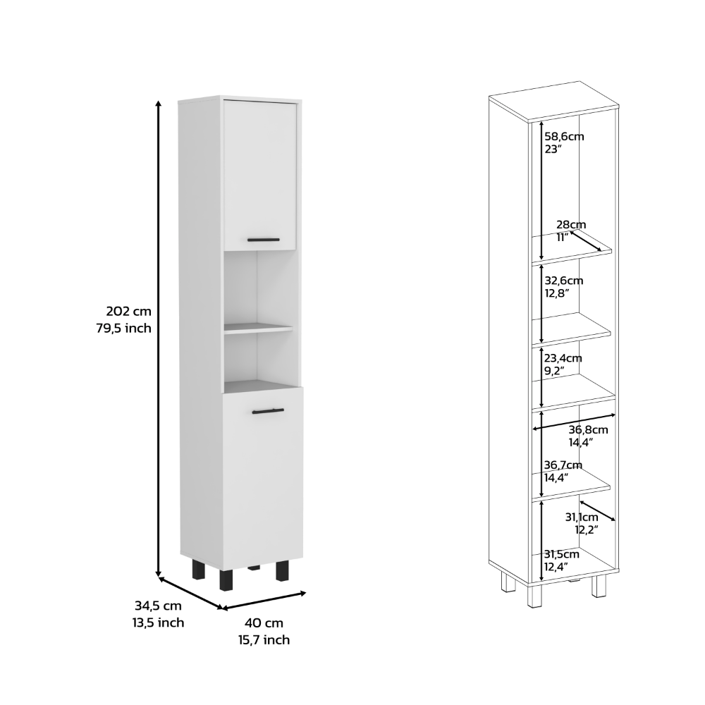 DEPOT E-SHOP Ikaria Kitchen Pantry, Two Shelves, Three Interior, Shelves, White