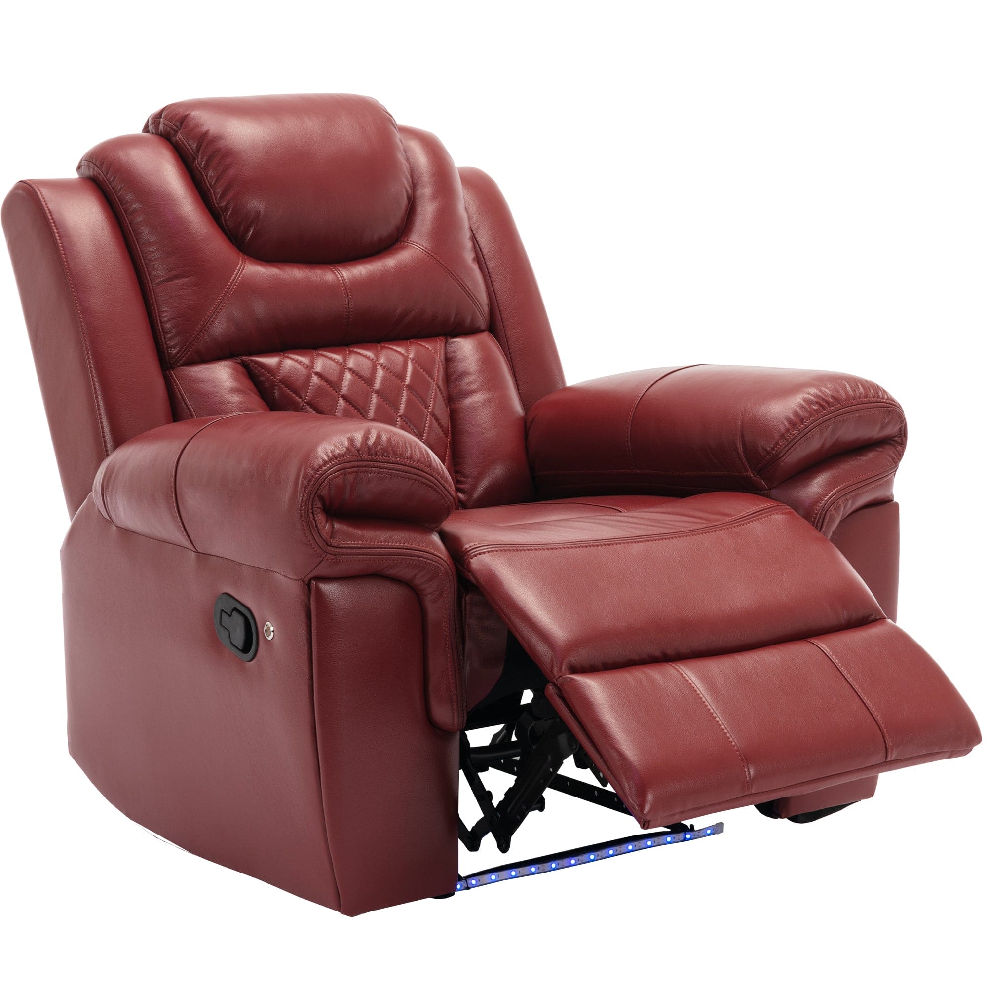 Home Theater Seating Manual Recliner Chair with LED Light Strip for Living Room,Bedroom, Wind Red