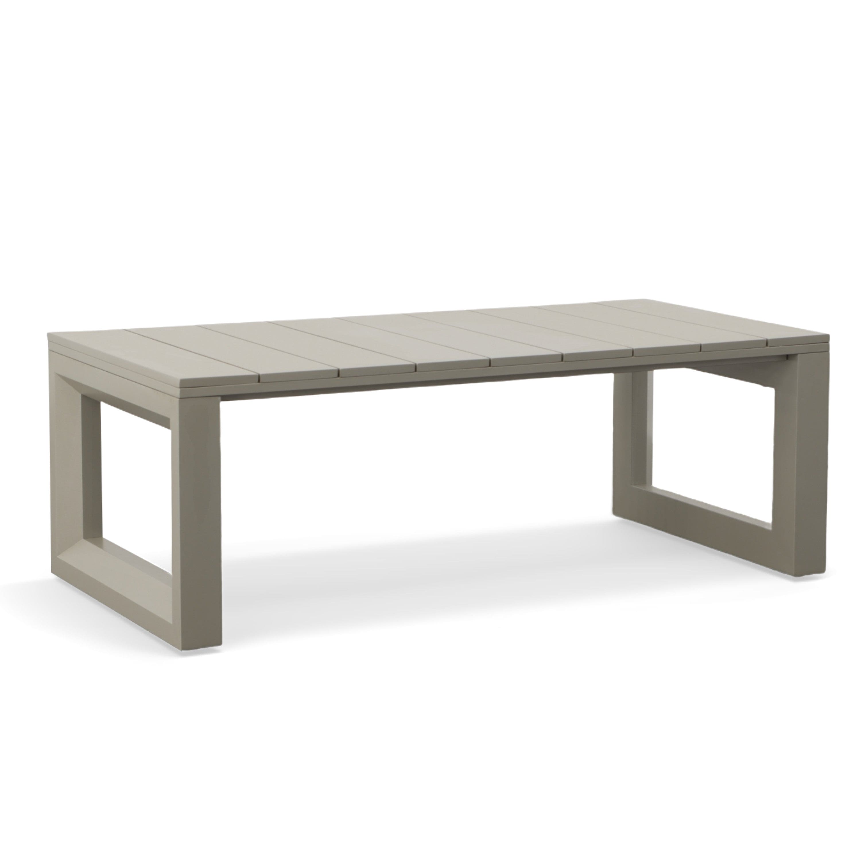 Outdoor Showcase: Contemporary Cocktail Table - Neutral Style, Beveled End Panels, Geometric Pattern - Rust-Resistant, Scratch & Weather-Resistant Aluminum Fram