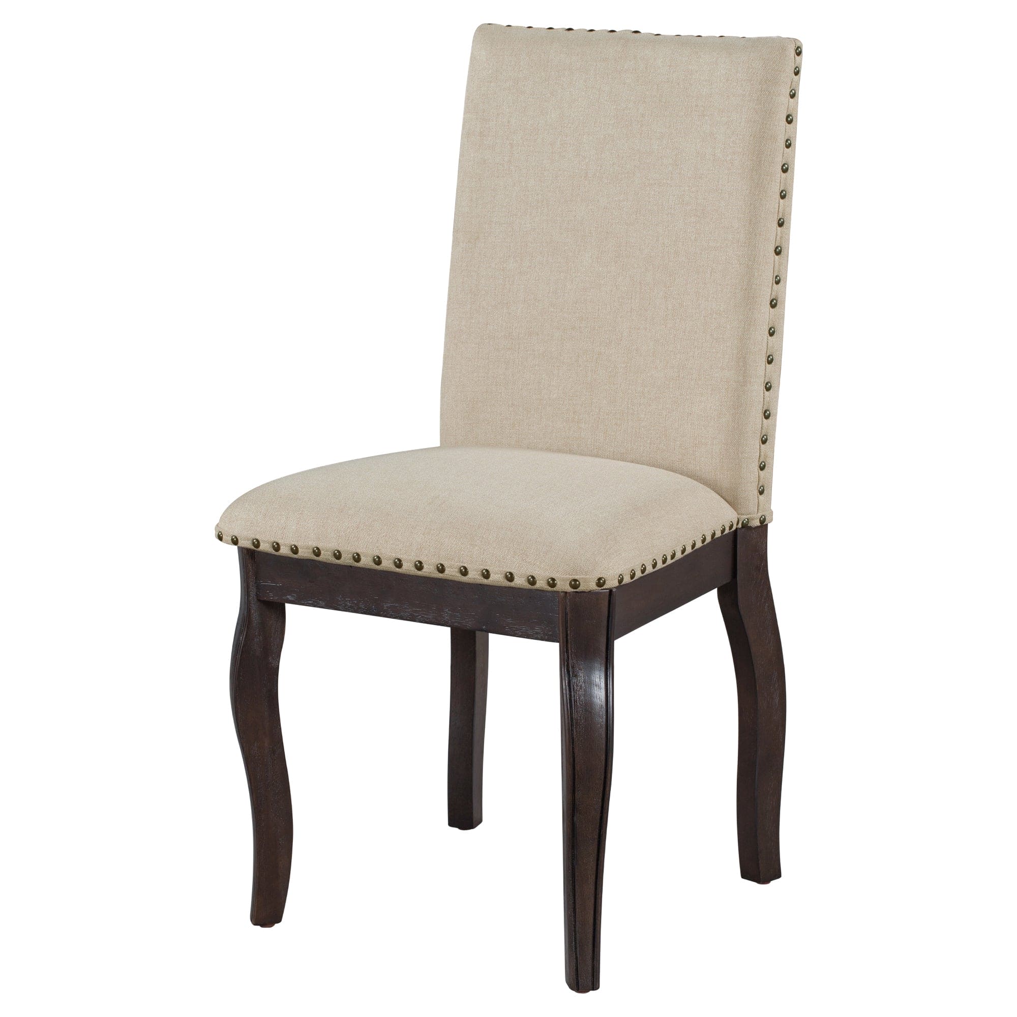 TREXM Set of 4 Dining chairs Wood Upholstered Fabirc Dining Room Chairs with Nailhead (Espresso)