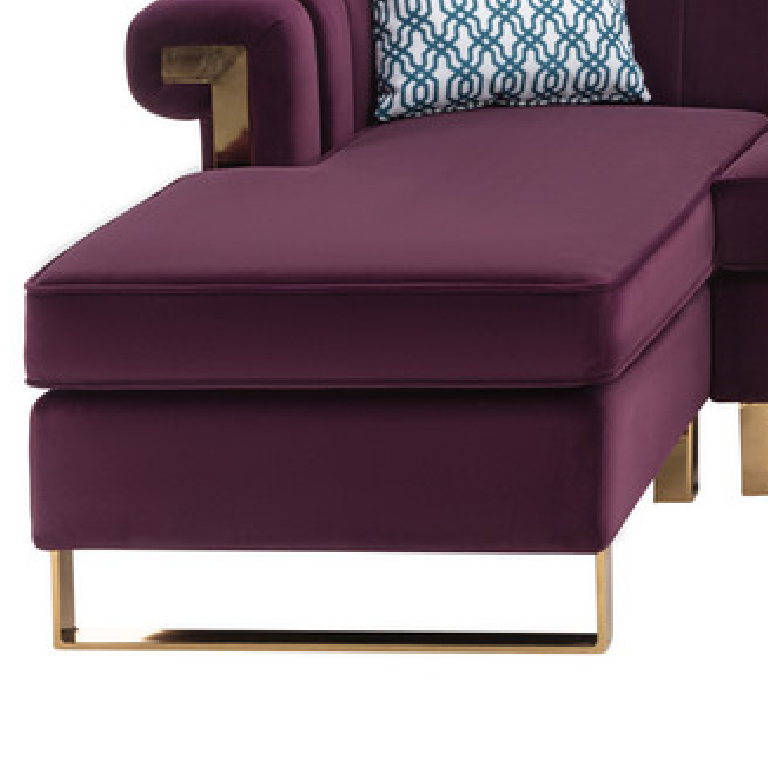 Maddie Purple Velvet 5-Seater Sectional Sofa with Storage Ottoman