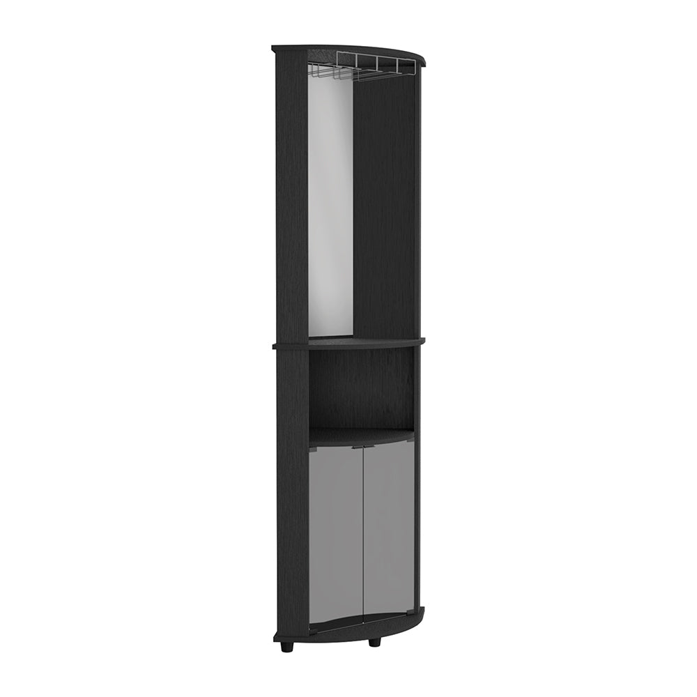 Corner Bar Cabinet Rialto, Three Shelves, Black Wengue Finish