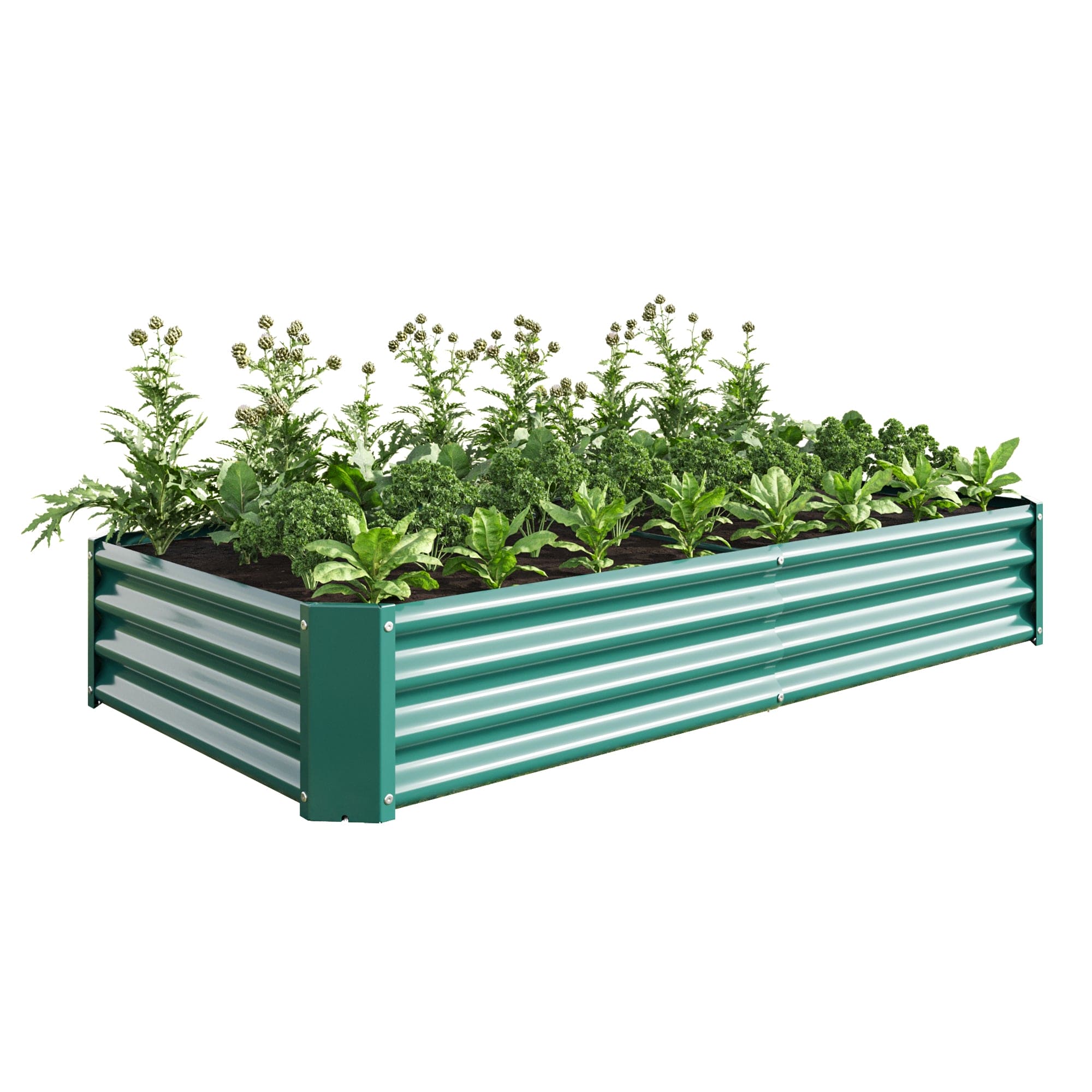 Raised Garden Bed Outdoor, 6×3×1ft , Metal Raised  Rectangle Planter Beds for Plants, Vegetables, and Flowers - Green