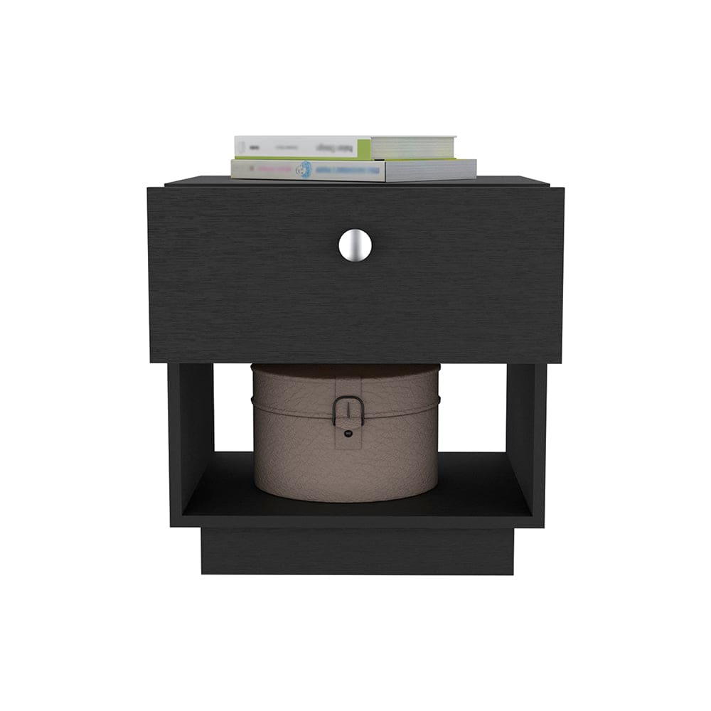 Nightstand Viliigili, One Drawer, Black Wengue Finish