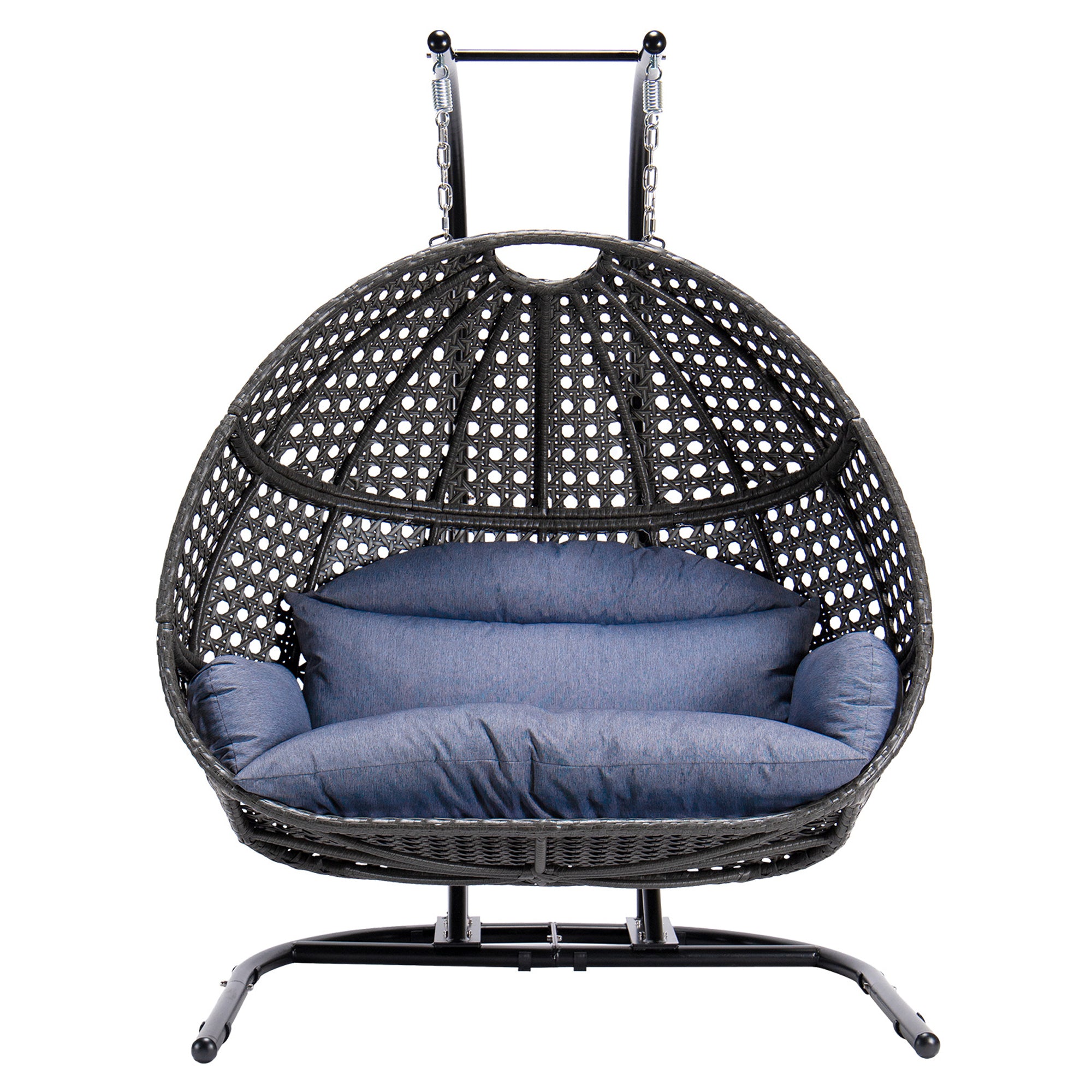 Double-Seat Swing Chair with Stand and Cushion