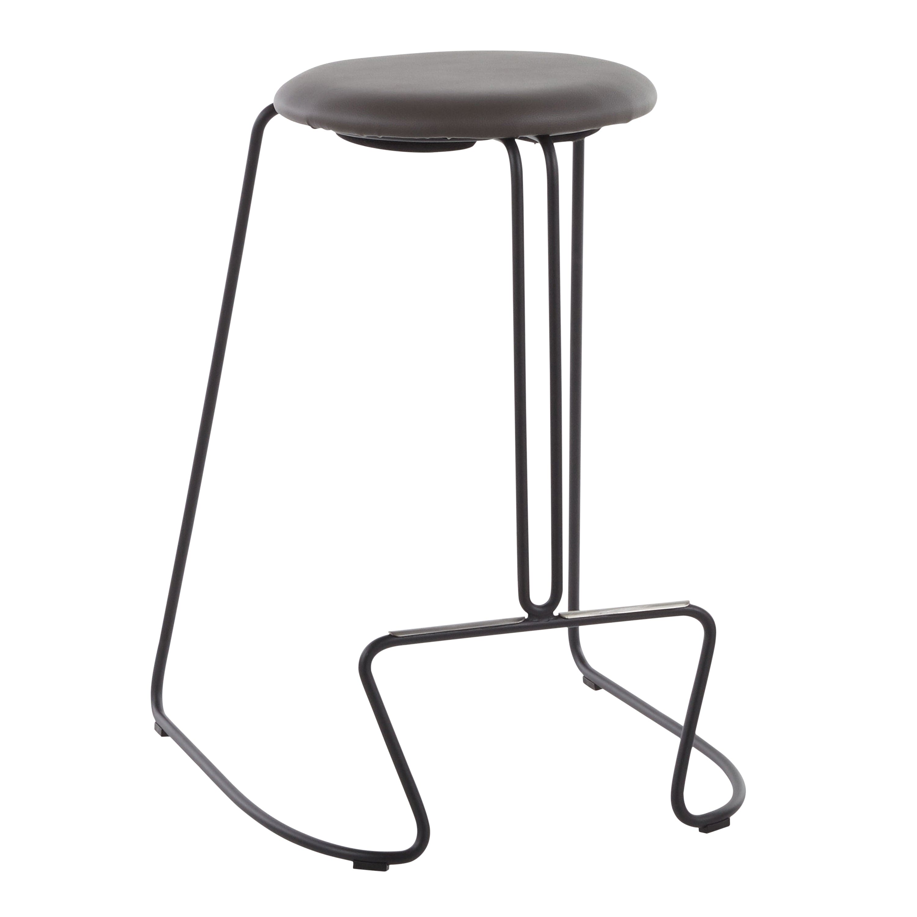 Finn Contemporary Counter Stool in Black Steel and Grey Faux Leather by LumiSource - Set of 2