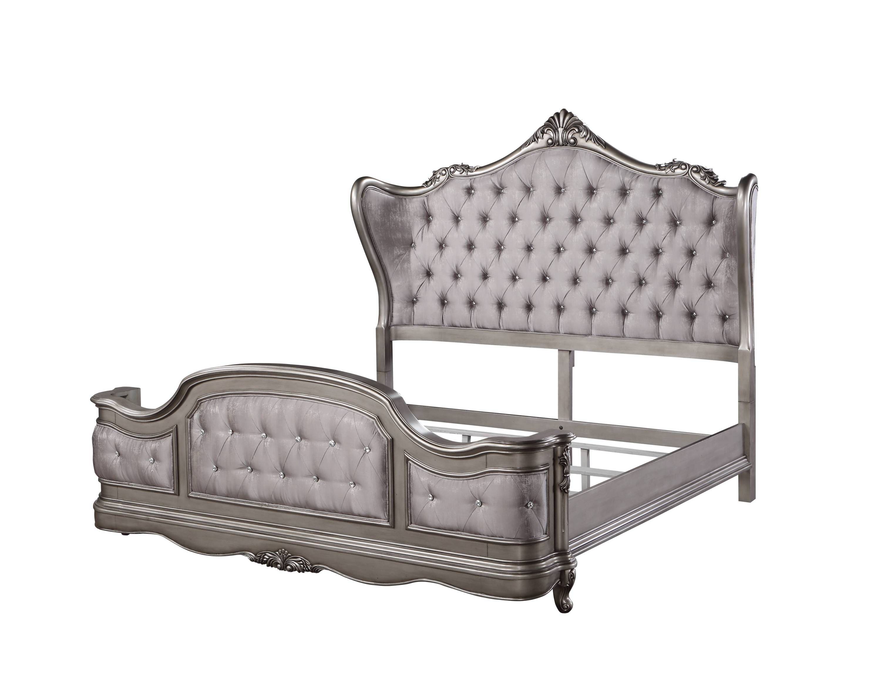 ACME Ausonia Eastern King Bed, Antique Platinum Finish BD00602EK