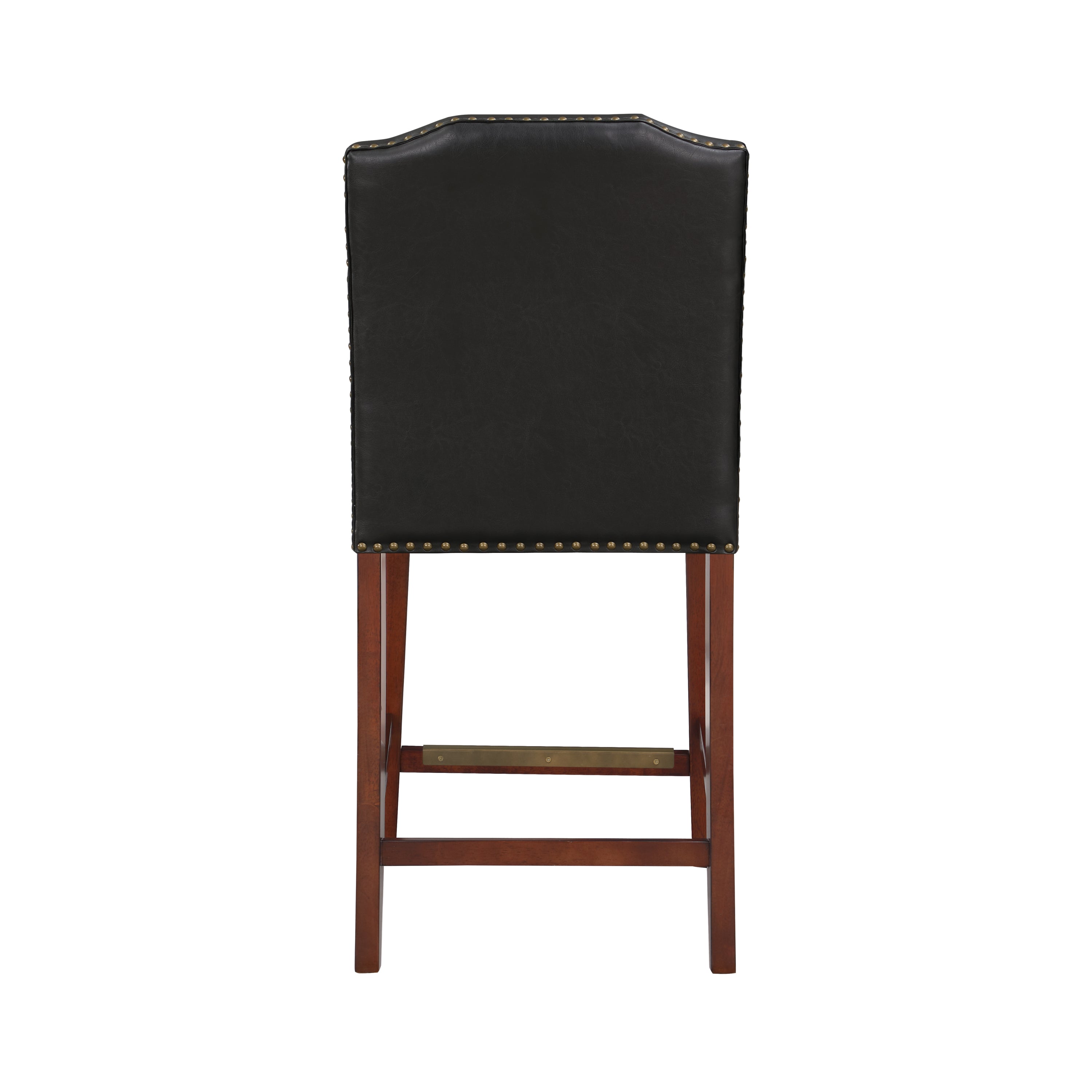 Blaire Stationary Brown Faux Leather Counter Stool with Nail Heads