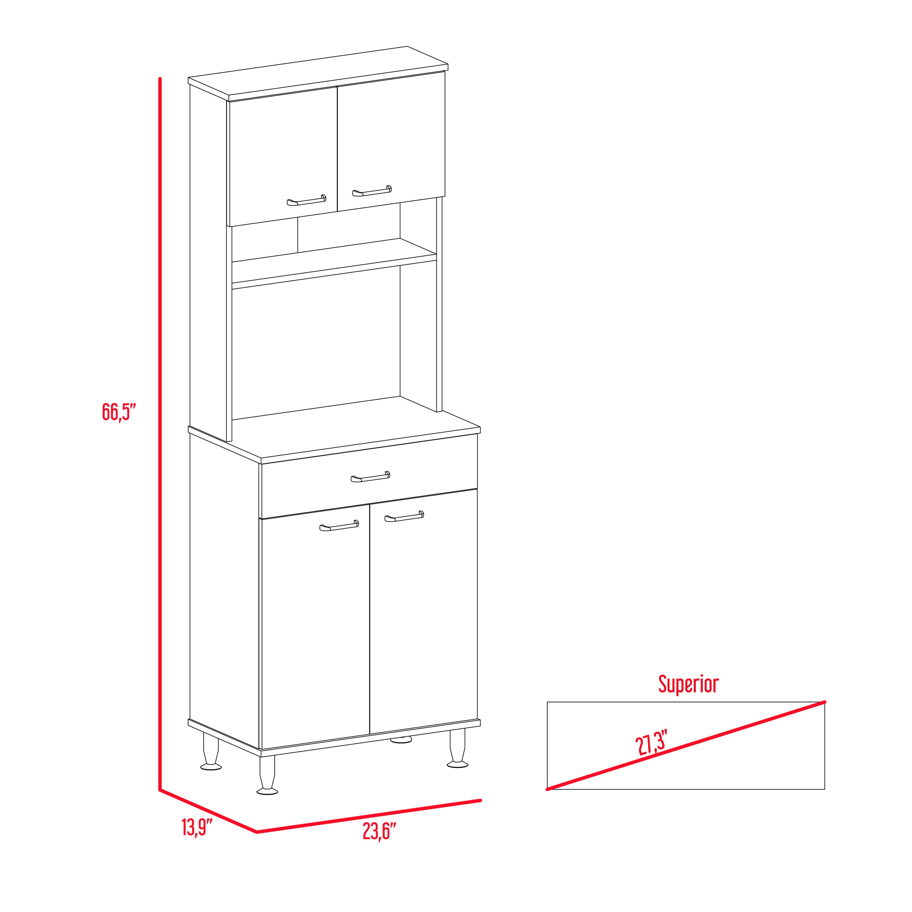 Pantry Piacenza,Two Double Door Cabinet, White Finish