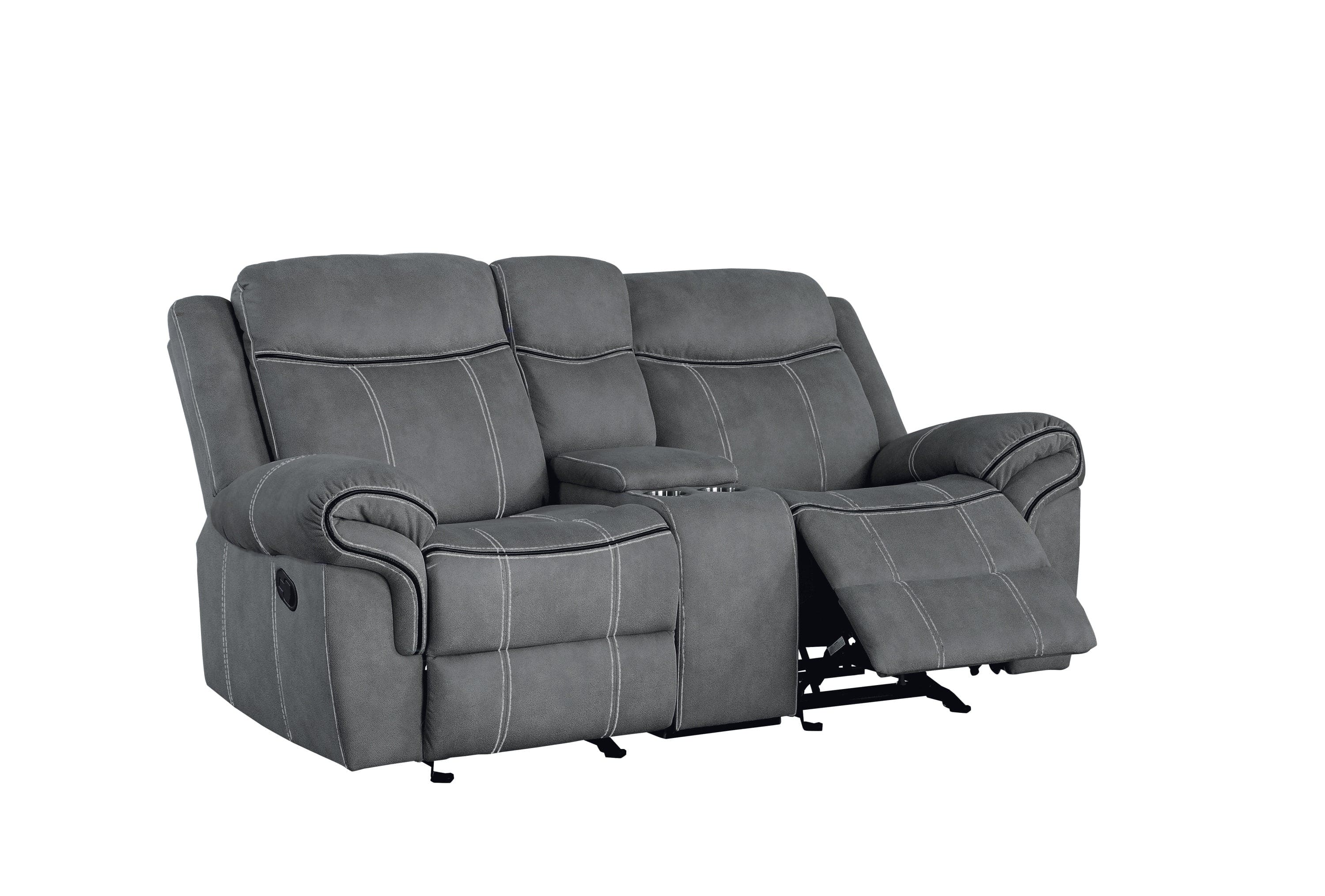 ACME Zubaida Loveseat w/Console (Glider & Motion), 2-Tone Gray Velvet 55026