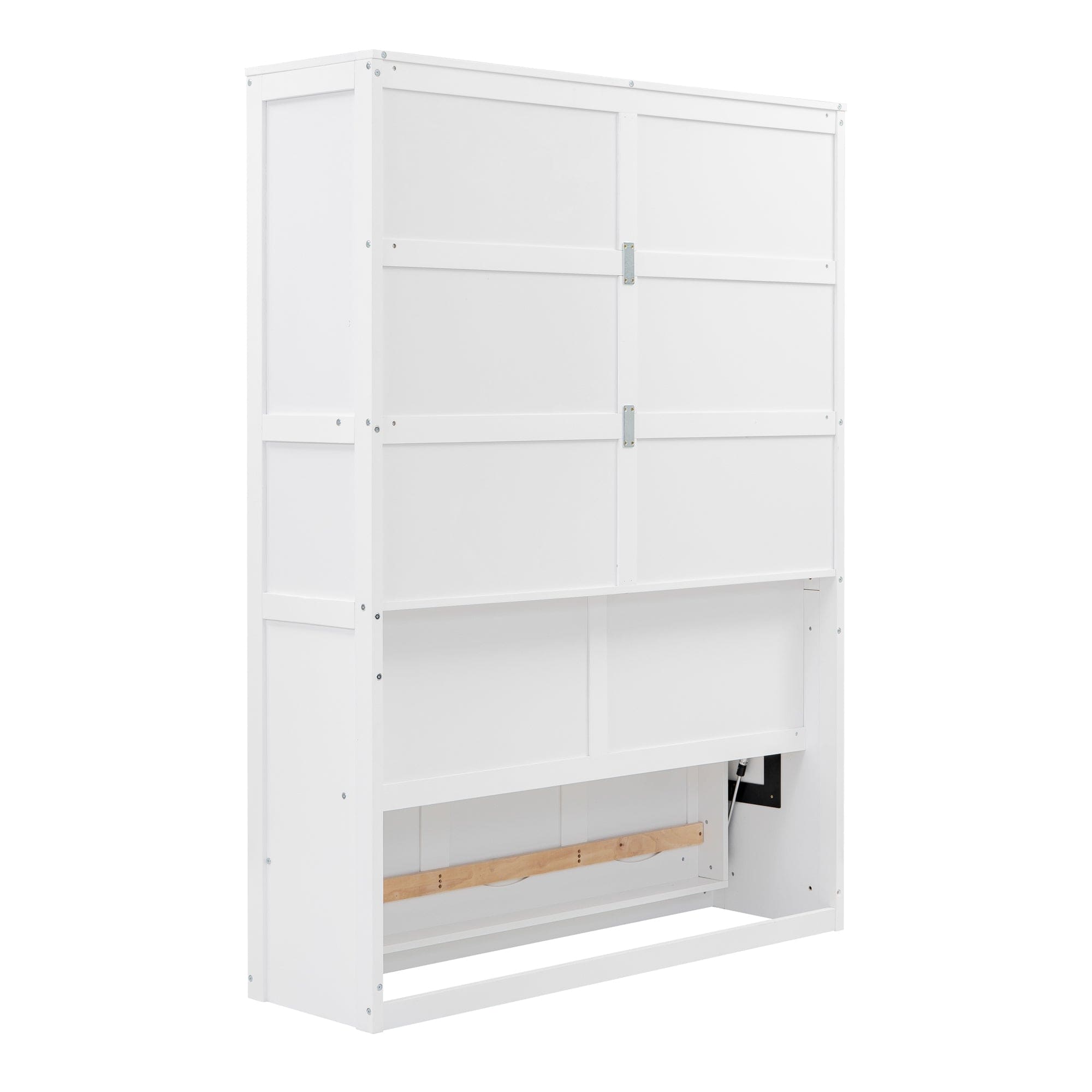 Full Size Murphy Bed Wall Bed with Shelves,White