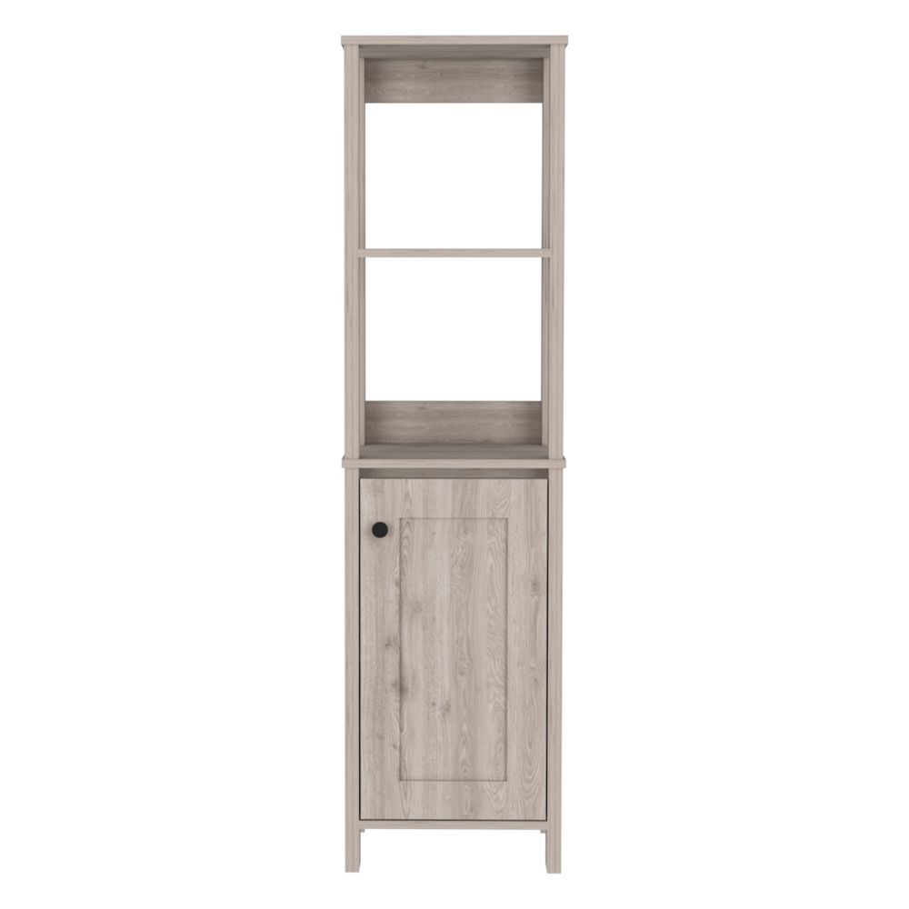 Linen Cabinet Jannes, Two Open Shelves, Single Door, Light Gray Finish